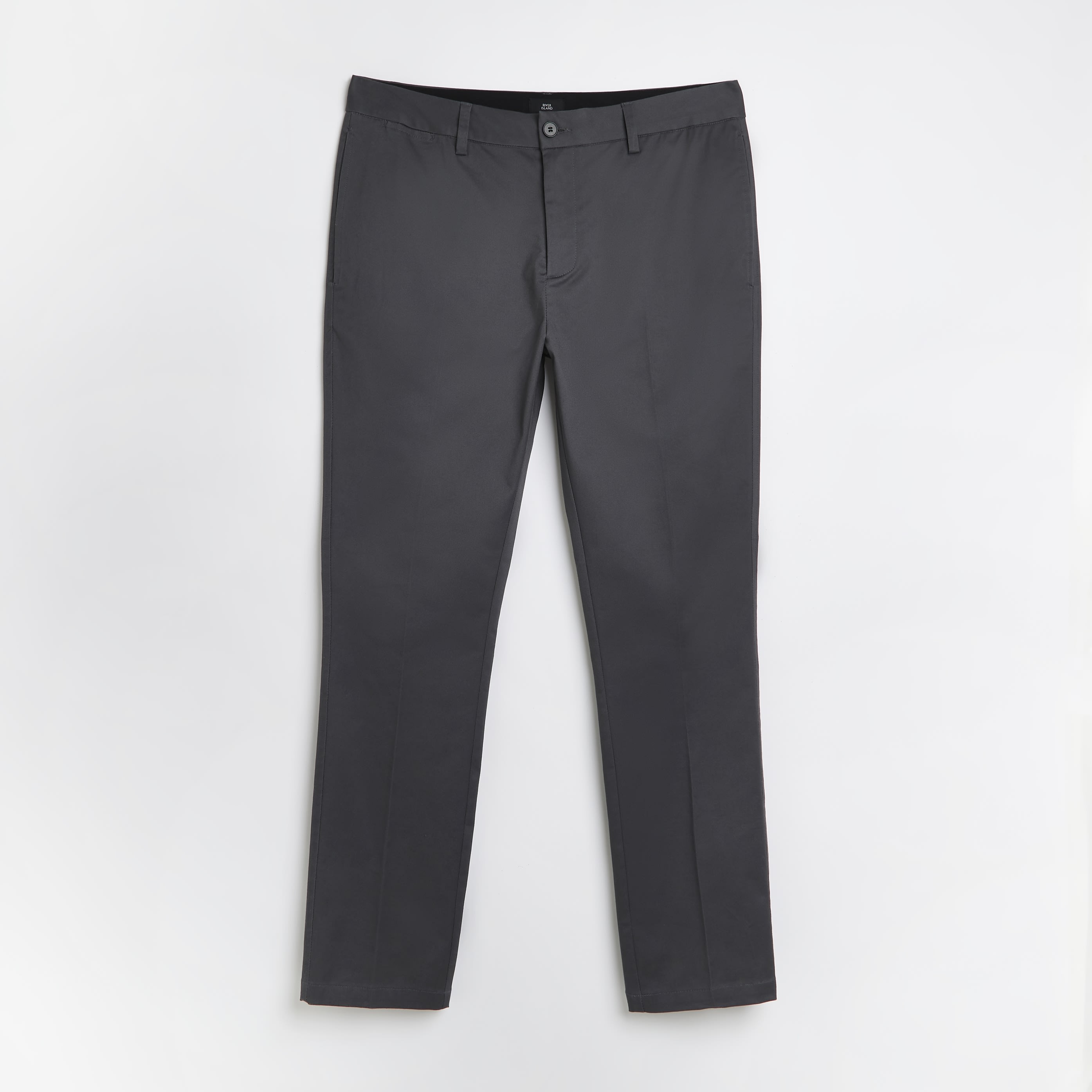 River Island Mens Chino Trousers Grey Skinny Fit Smart