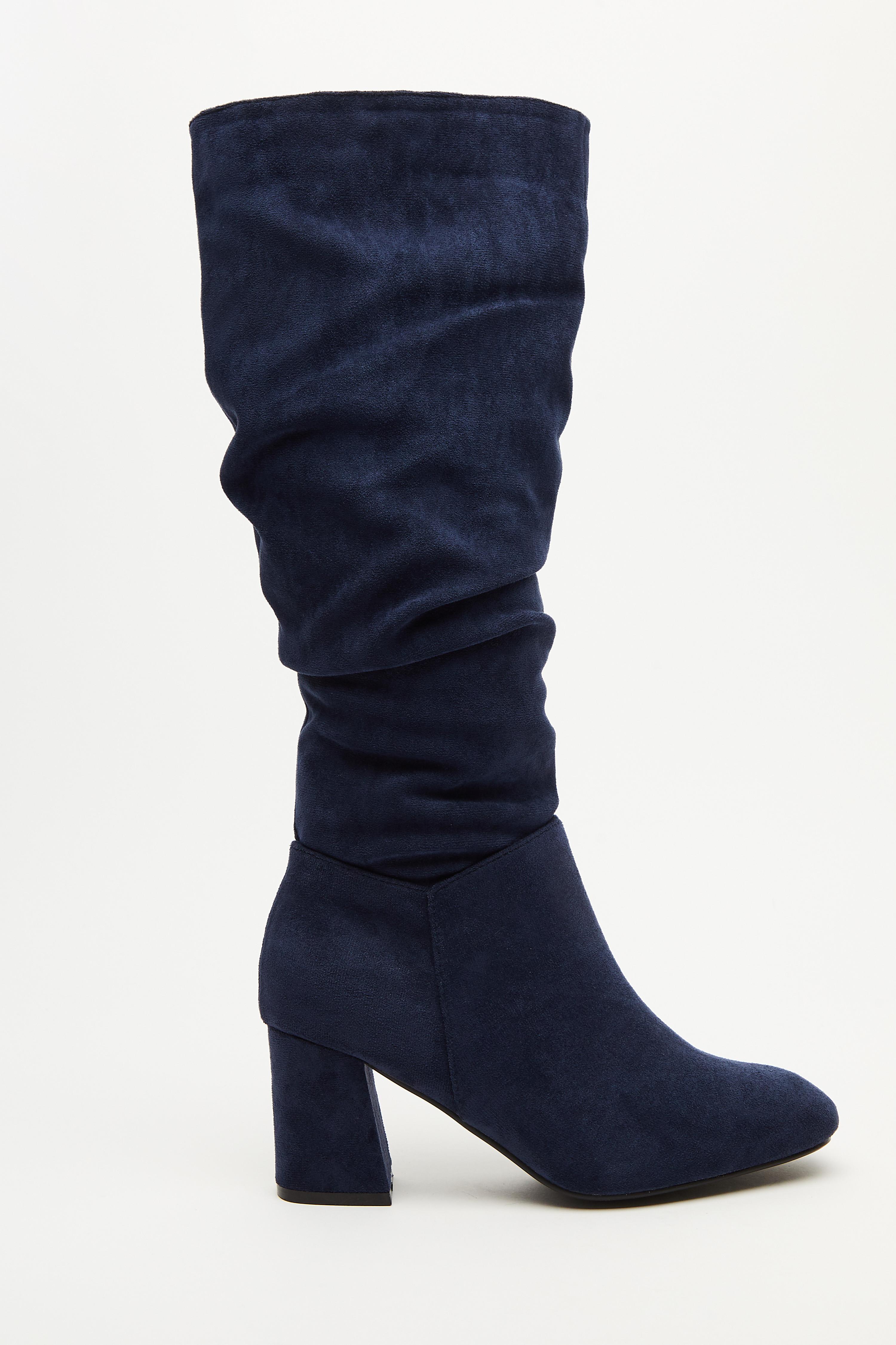 navy heeled boots