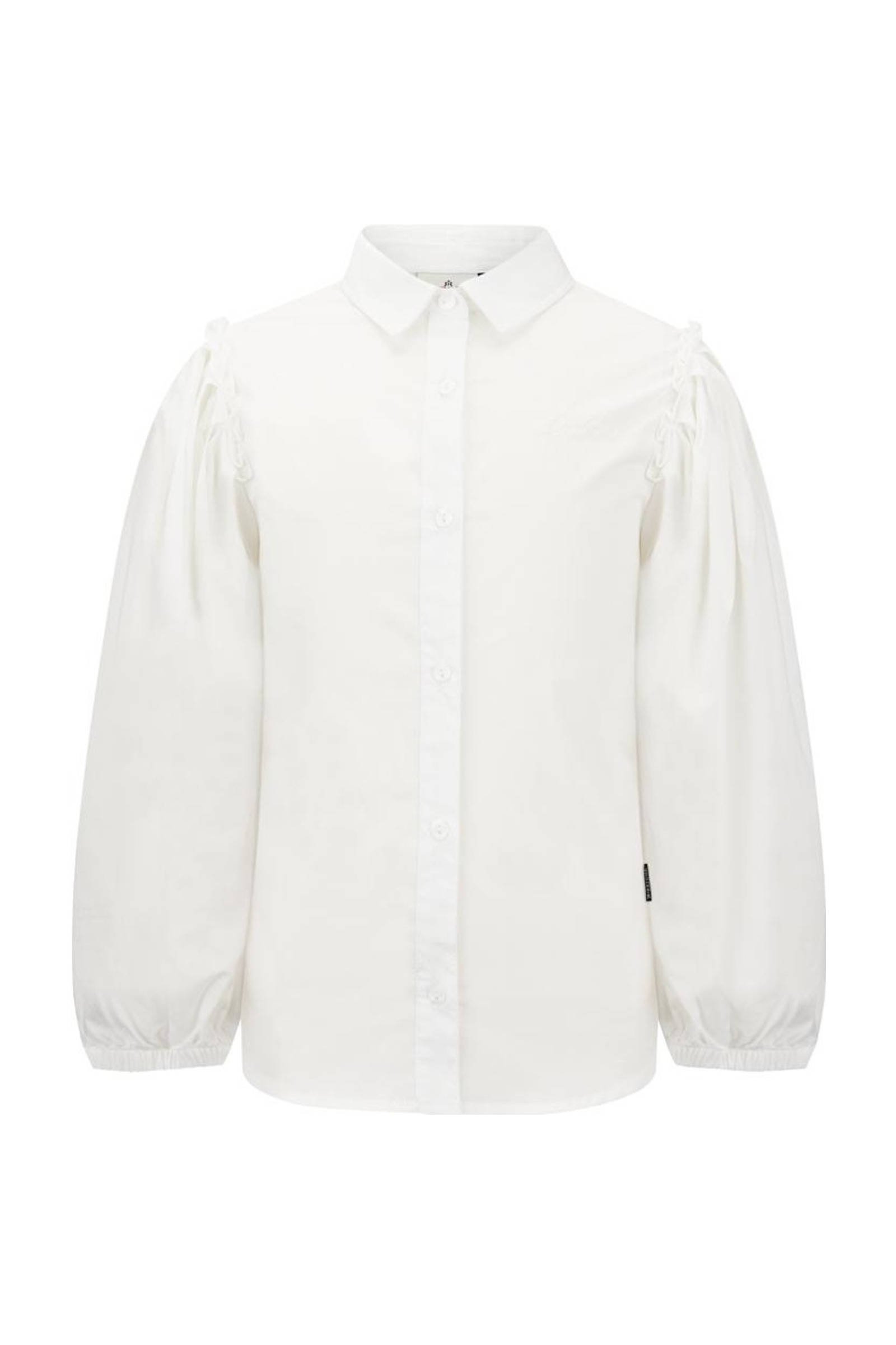 Retour Denim blouse Mariska met ruches offwhite