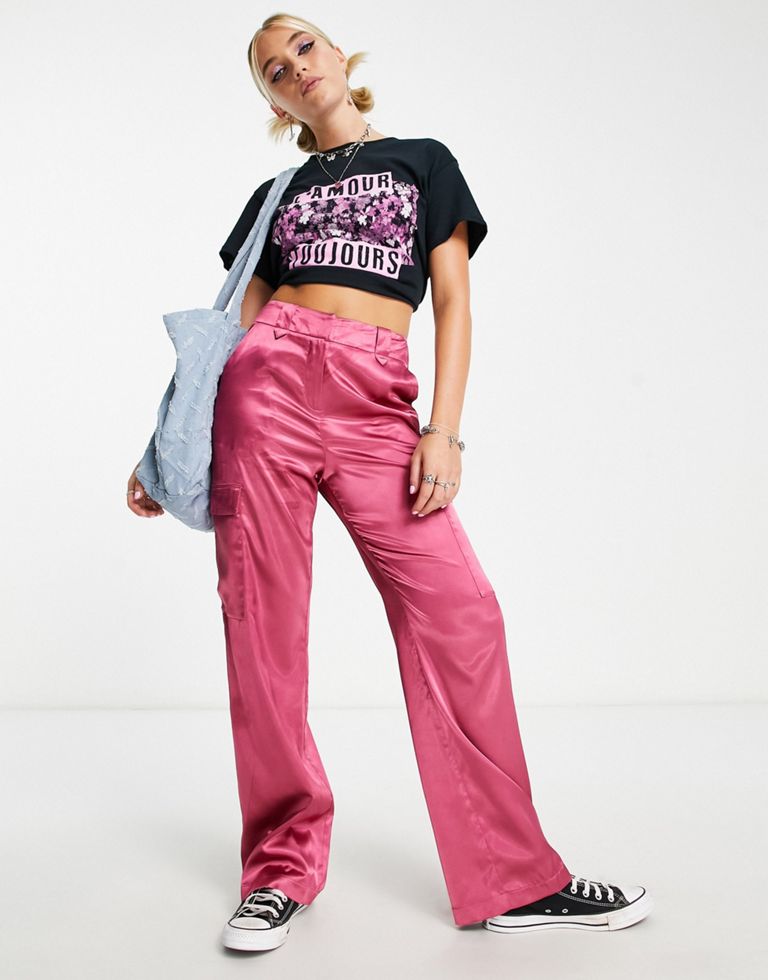 Missguided pink cargo pants top
