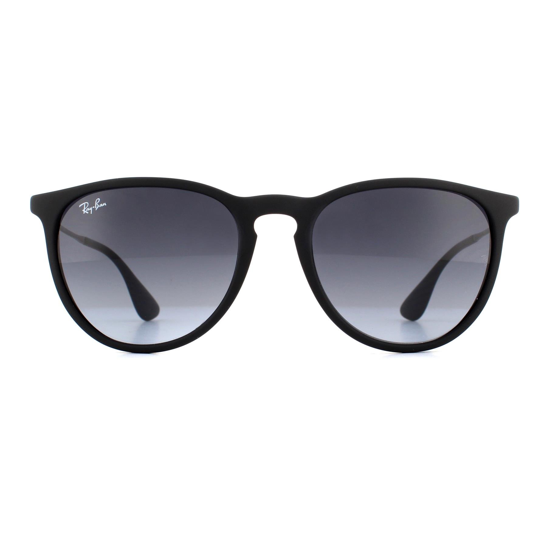 Ray-Ban Runde Damen Sonnenbrille gummiert Schwarz Grau Gradient