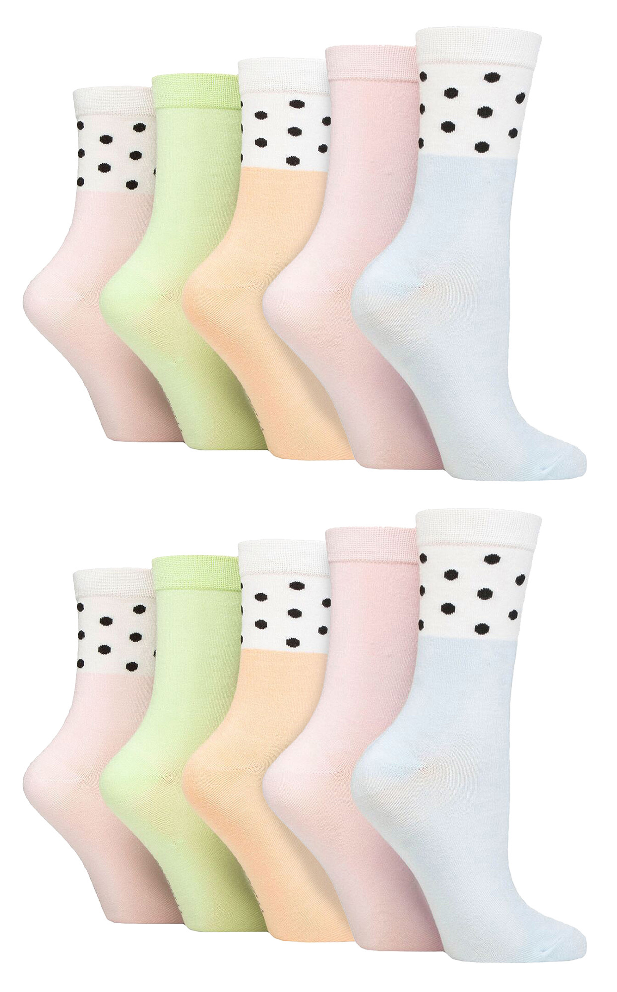 Wildfeet - 10 Paar Dames Bamboe Crewsokken - Jacquard Sokken - Regenboog