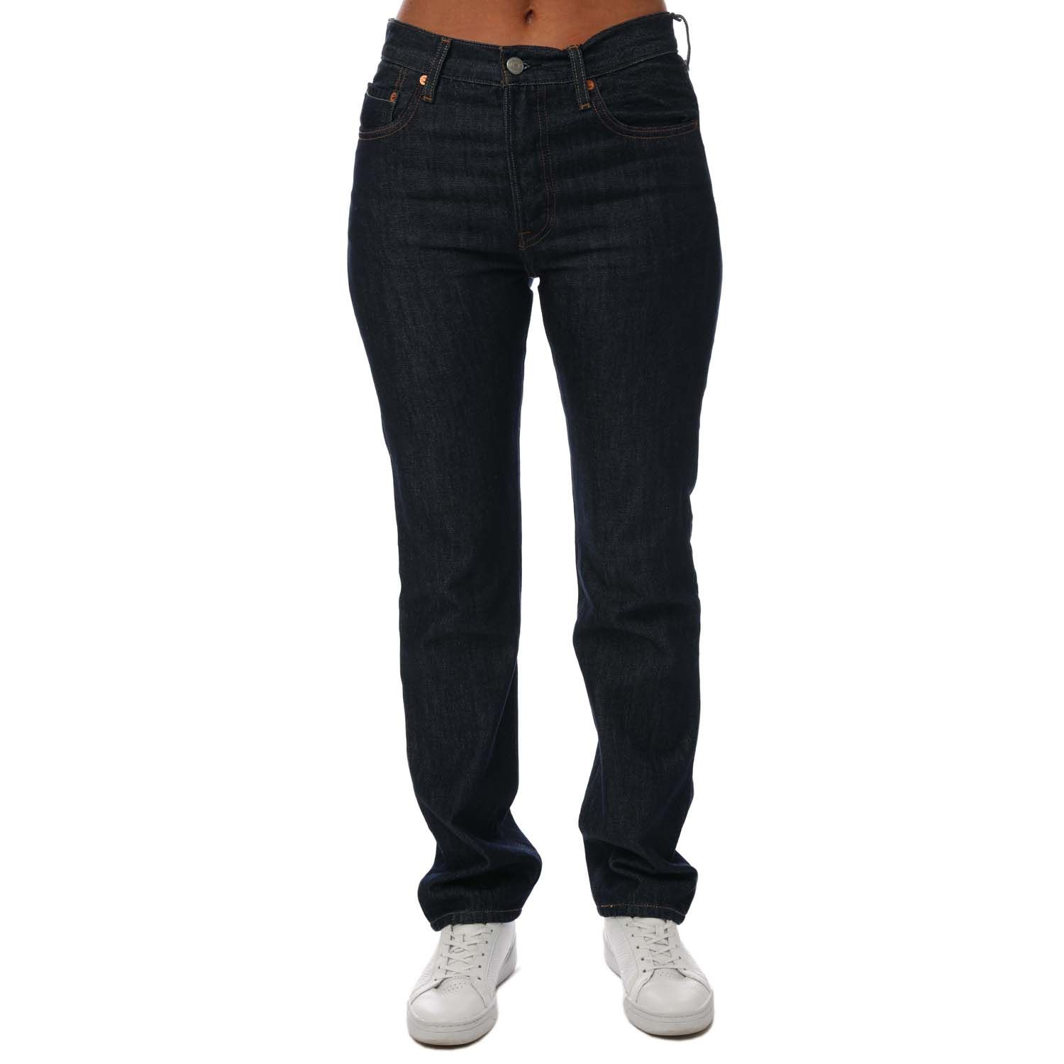 Women's Levis 501 Across A Plain Jeans in Dark Blue