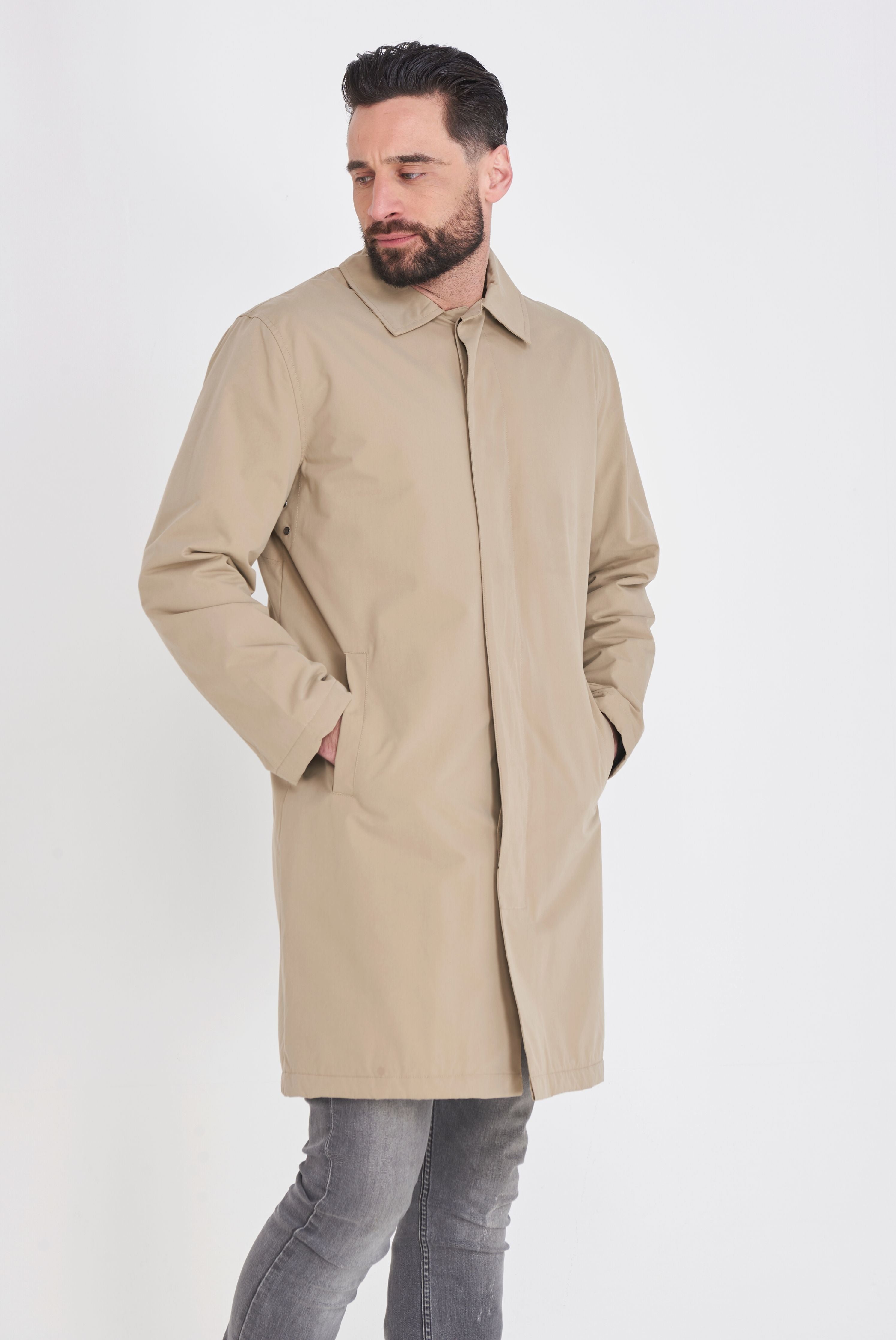 Carter & Jones Fleece Lined Raincoat in Stone