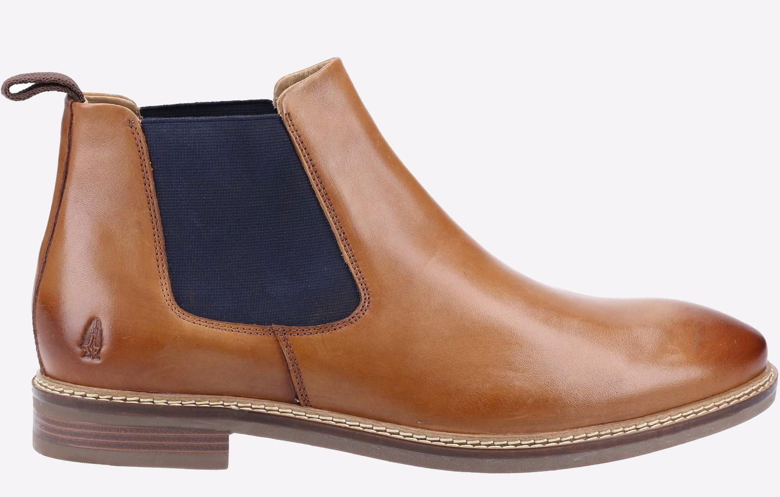 Mens Hush Puppies Chelsea Extra Wide Tan Burnish Leather Slip On