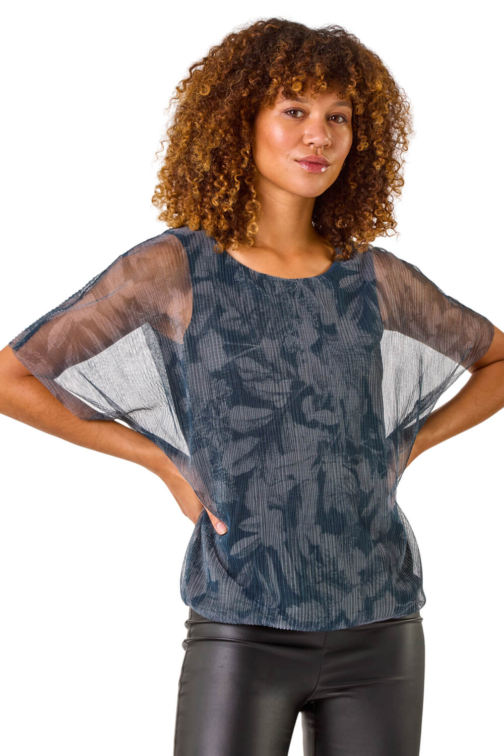 Desert Sage Pleated Bubble Hem Top