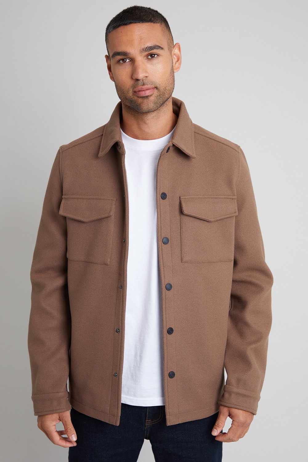 Brown 'Oz' Faux Wool Shacket