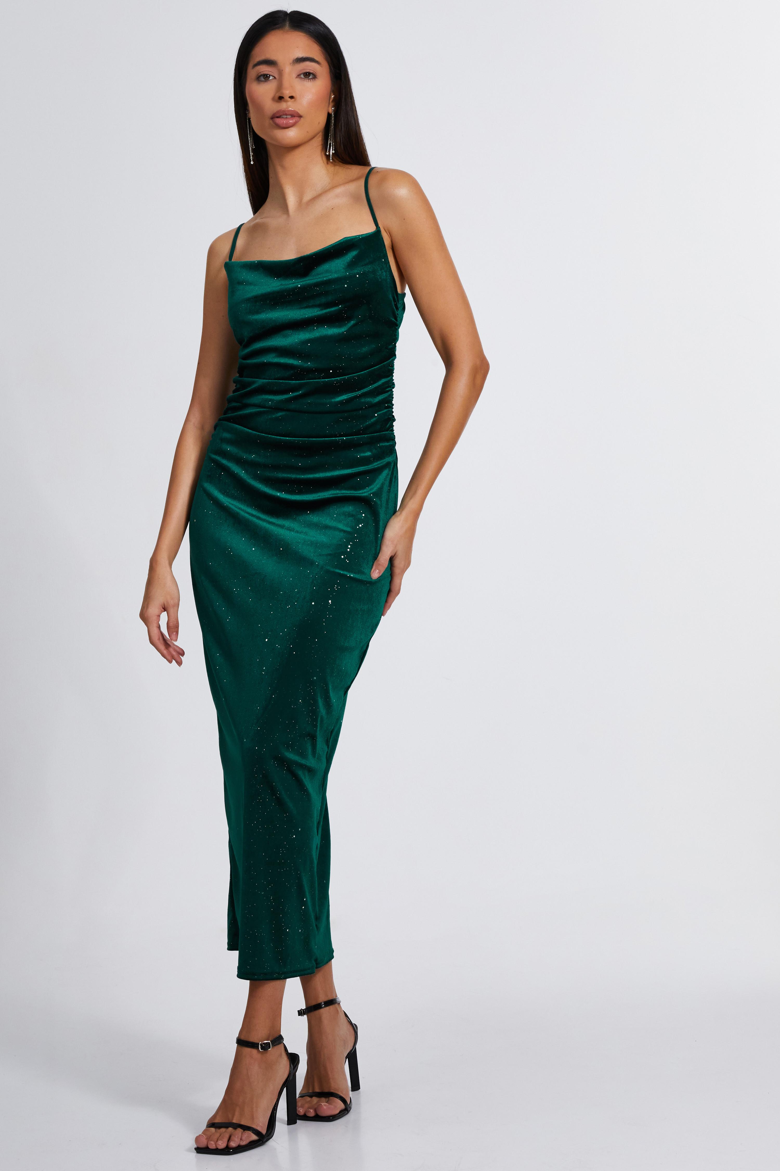 green emerald velvet dress Current Mood Velvet Wrap Dress main image 1