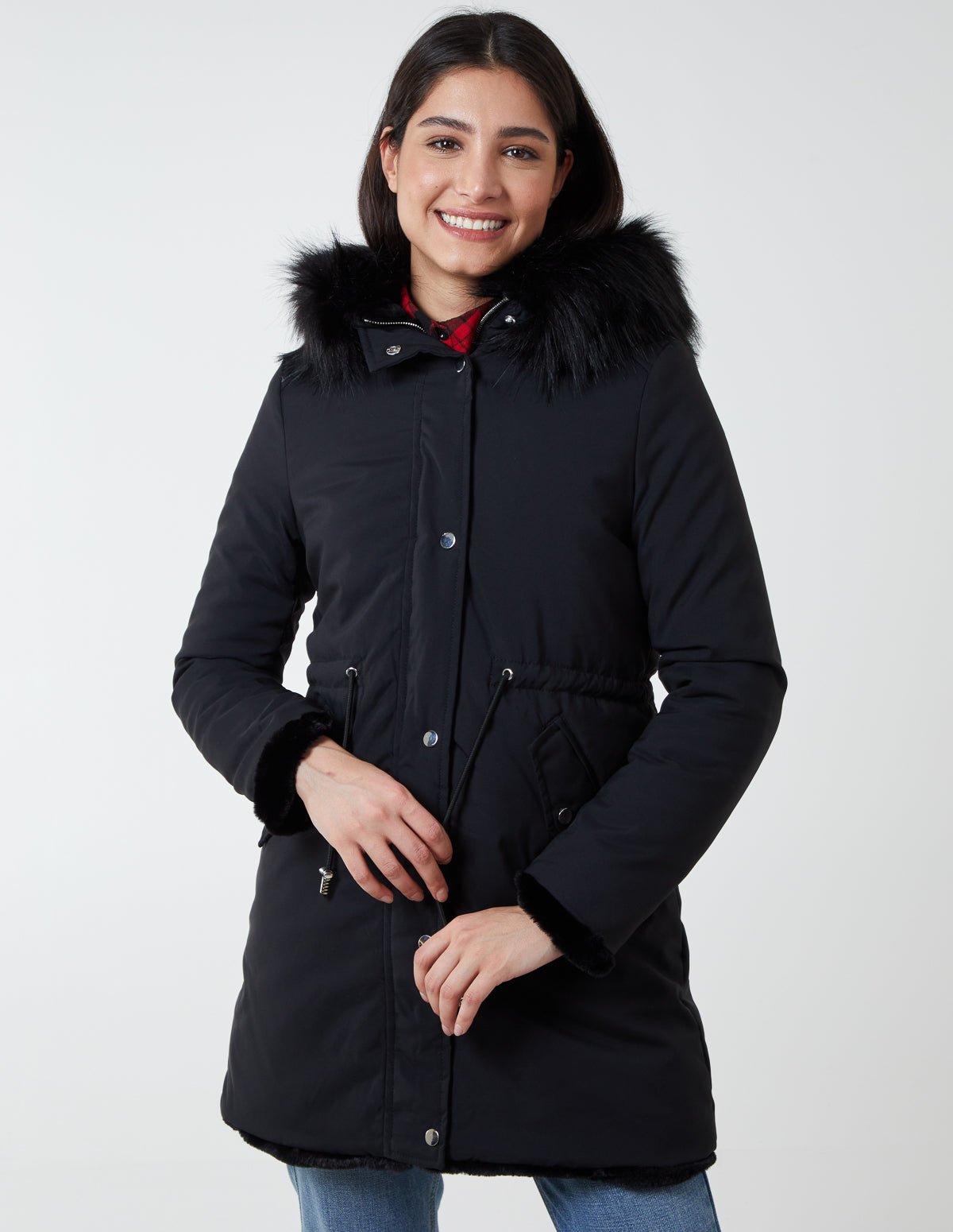 Blue vanilla black shop faux fur reversible coat