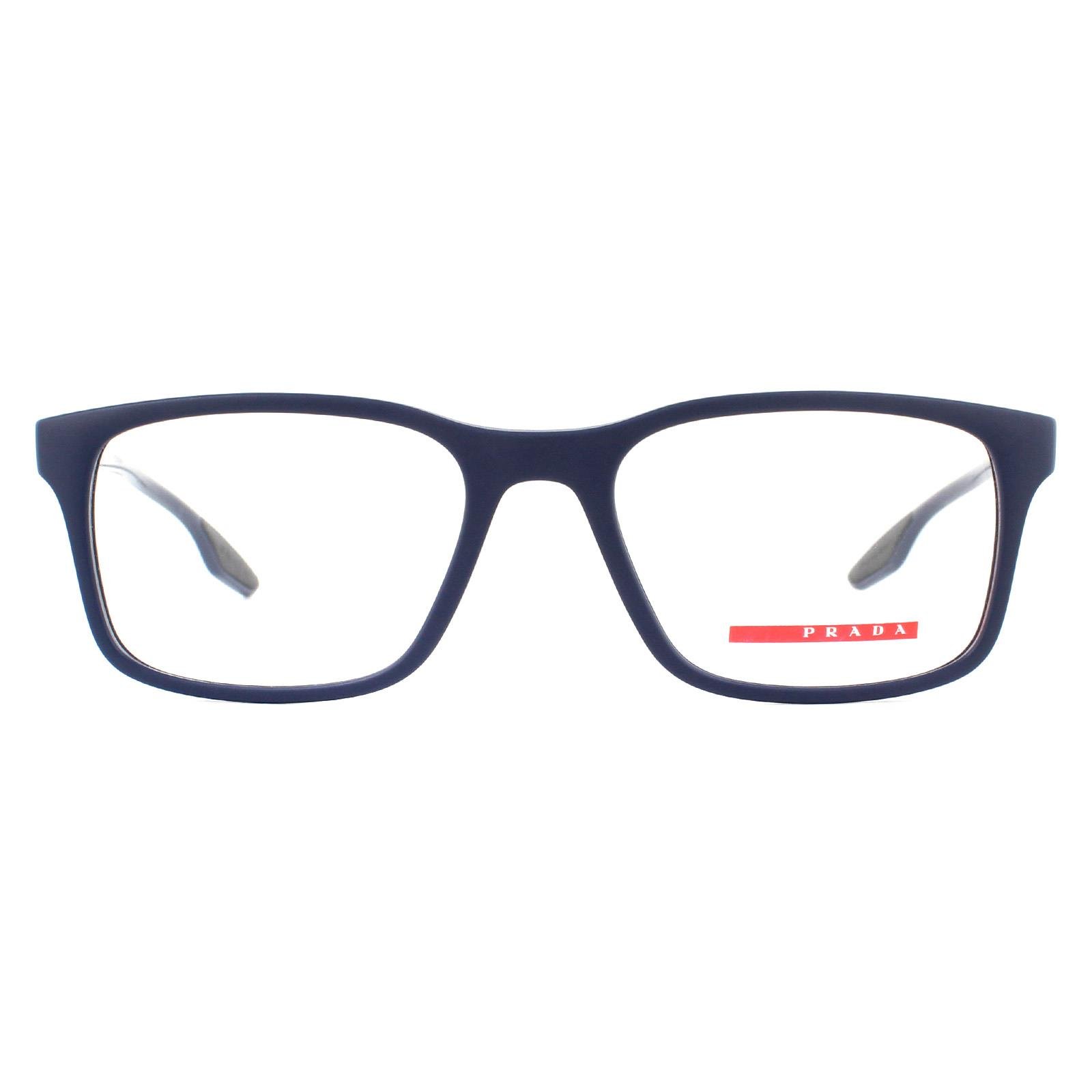 Prada Sport Rectangular Matte Blue Mens Glasses Frames