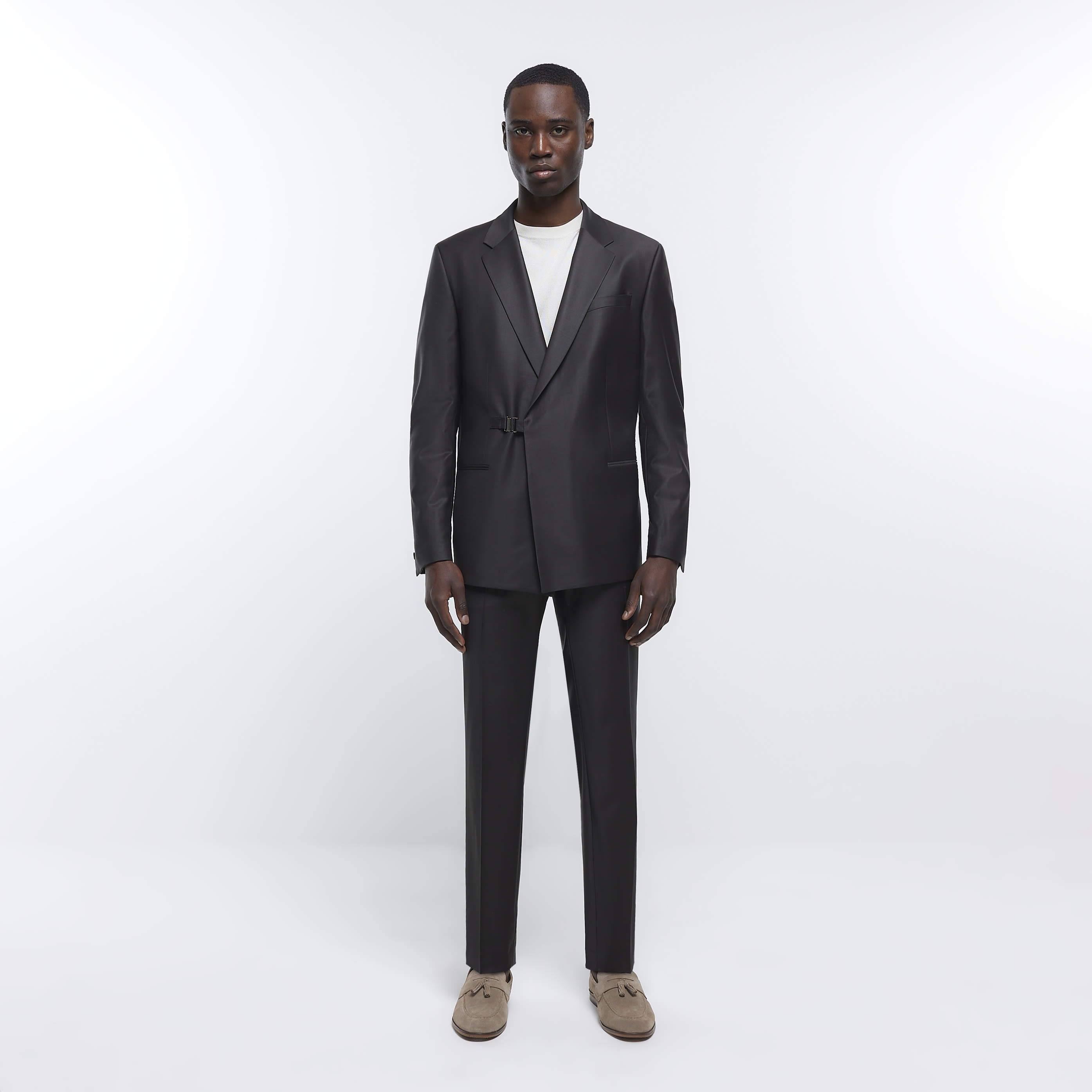 River Island Mens Suit Trousers Brown Slim Fit Wool Premium