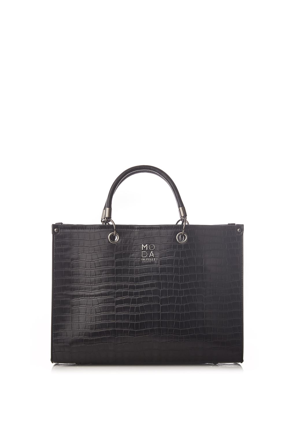 'Marisa Bag' Black Croc Print Porvair