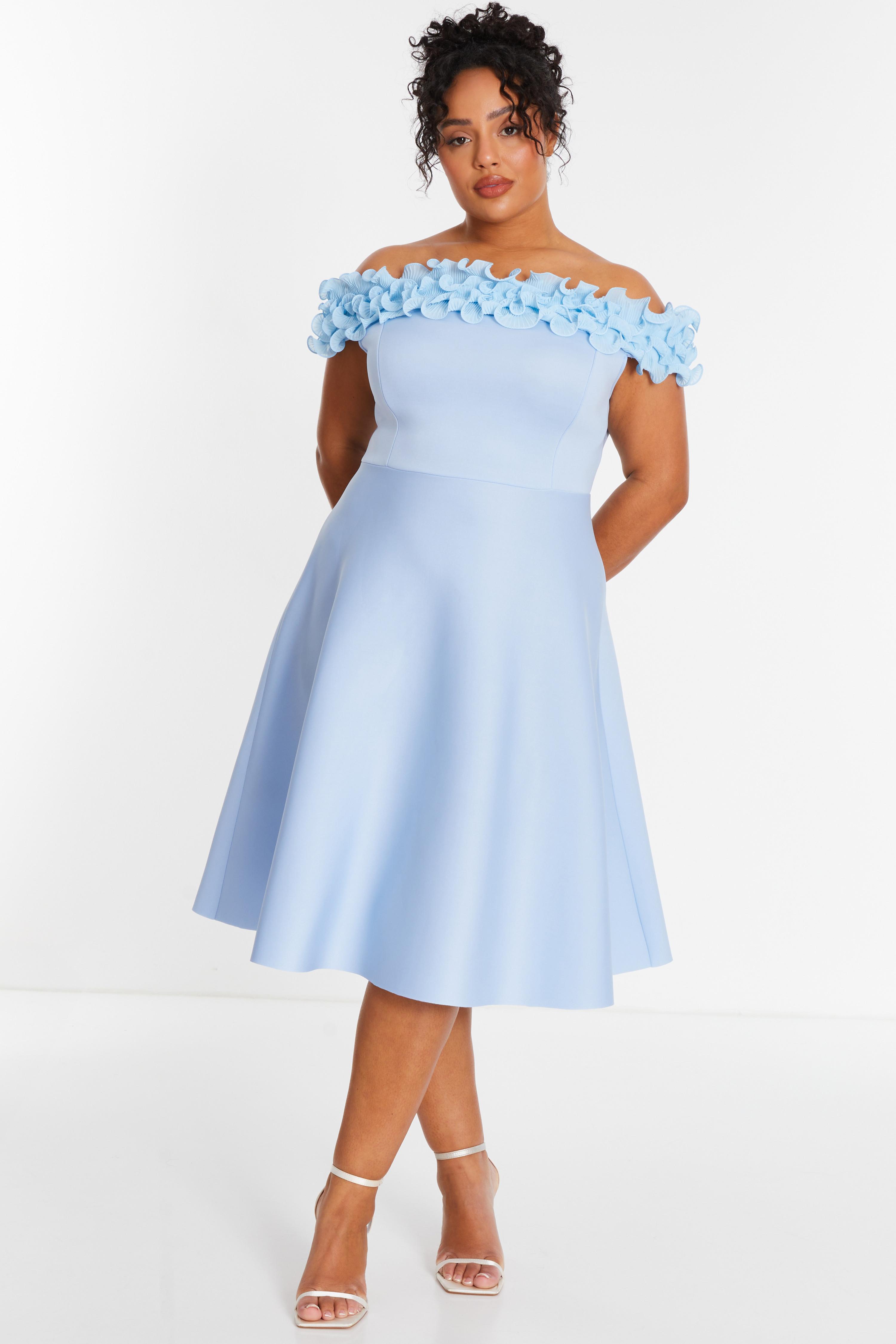 light blue bardot dress Vee Bardot Maxi Dress