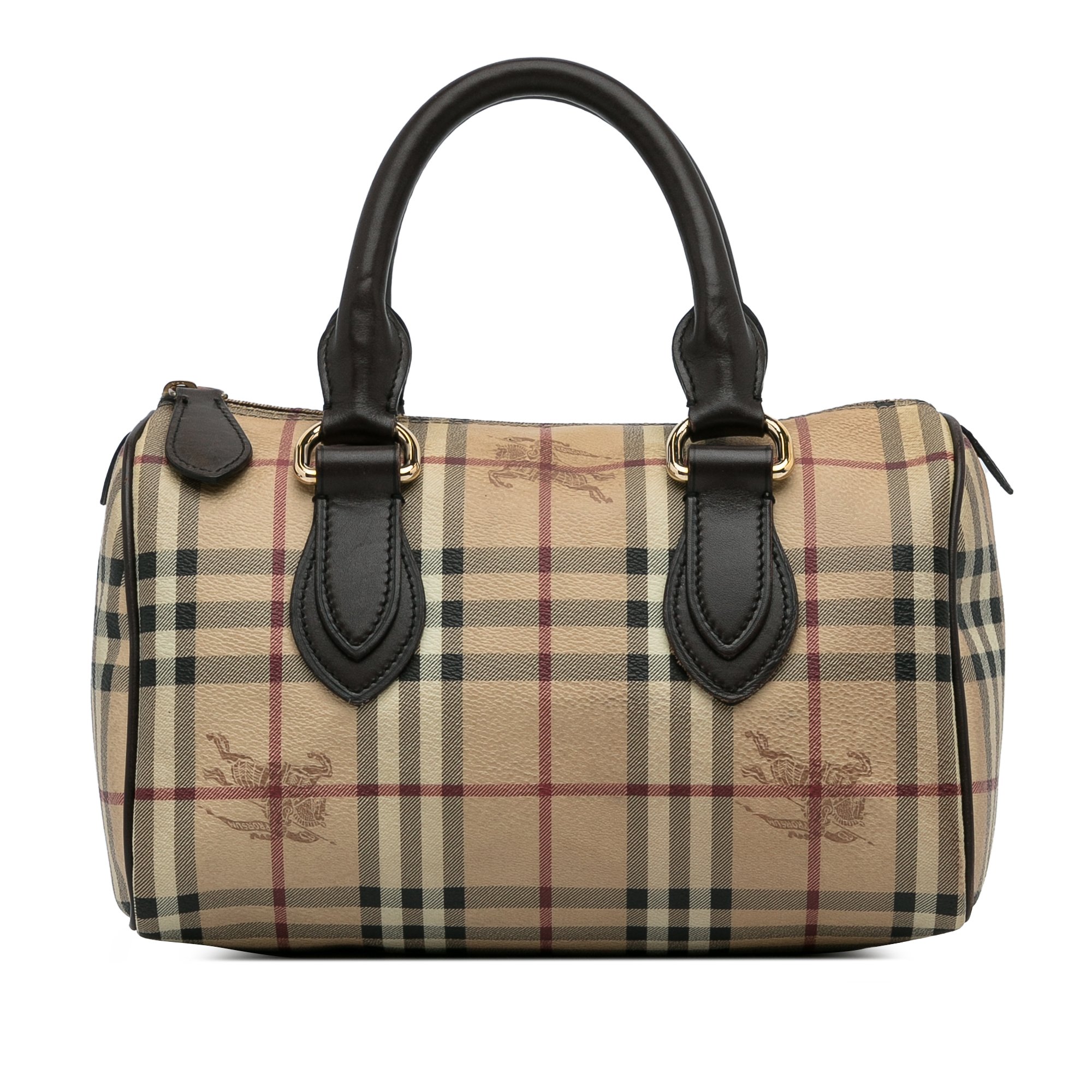 Vintage Burberry Haymarket Check Boston Bag Brown