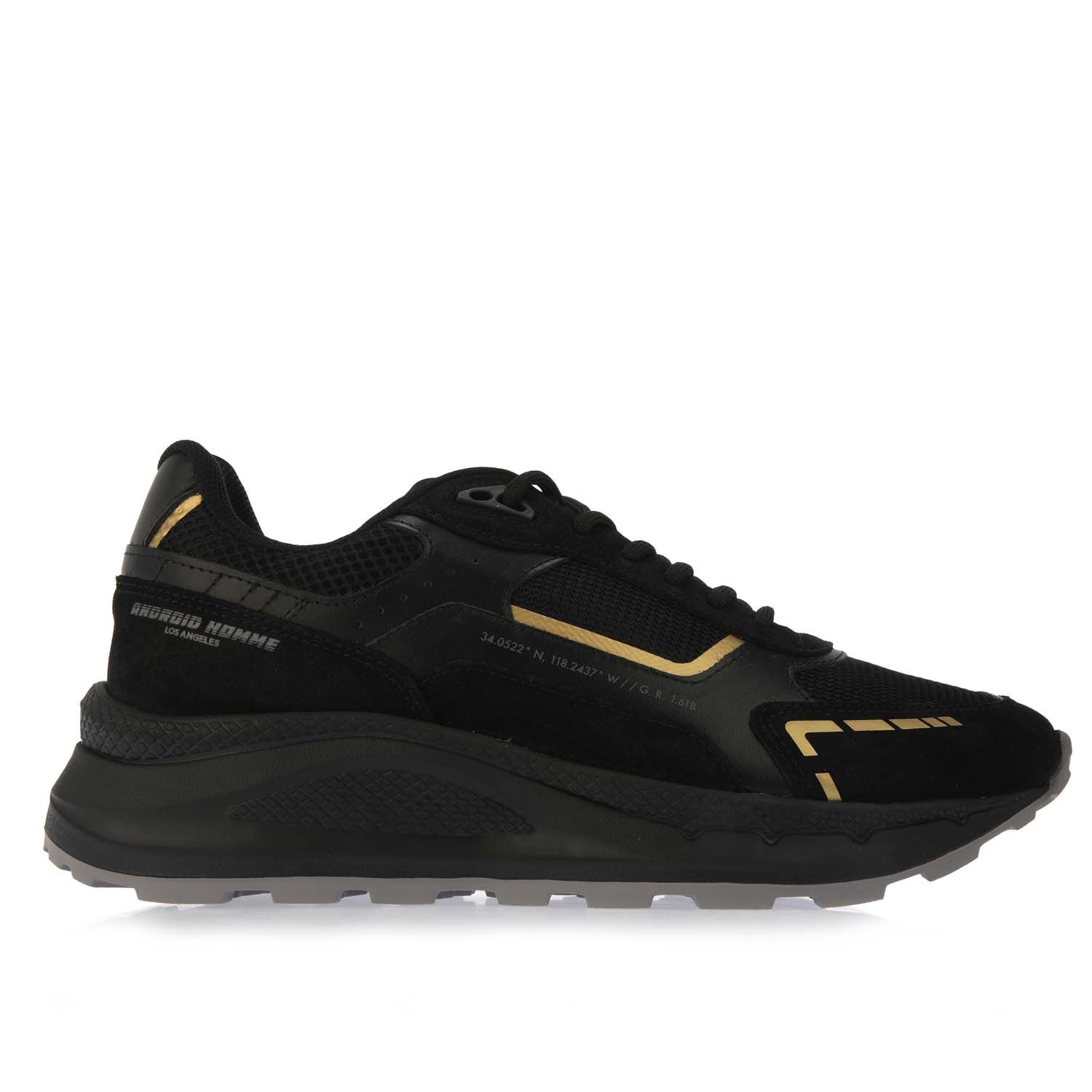 Men's Android Homme El Porto Running Trainers in Black Gold