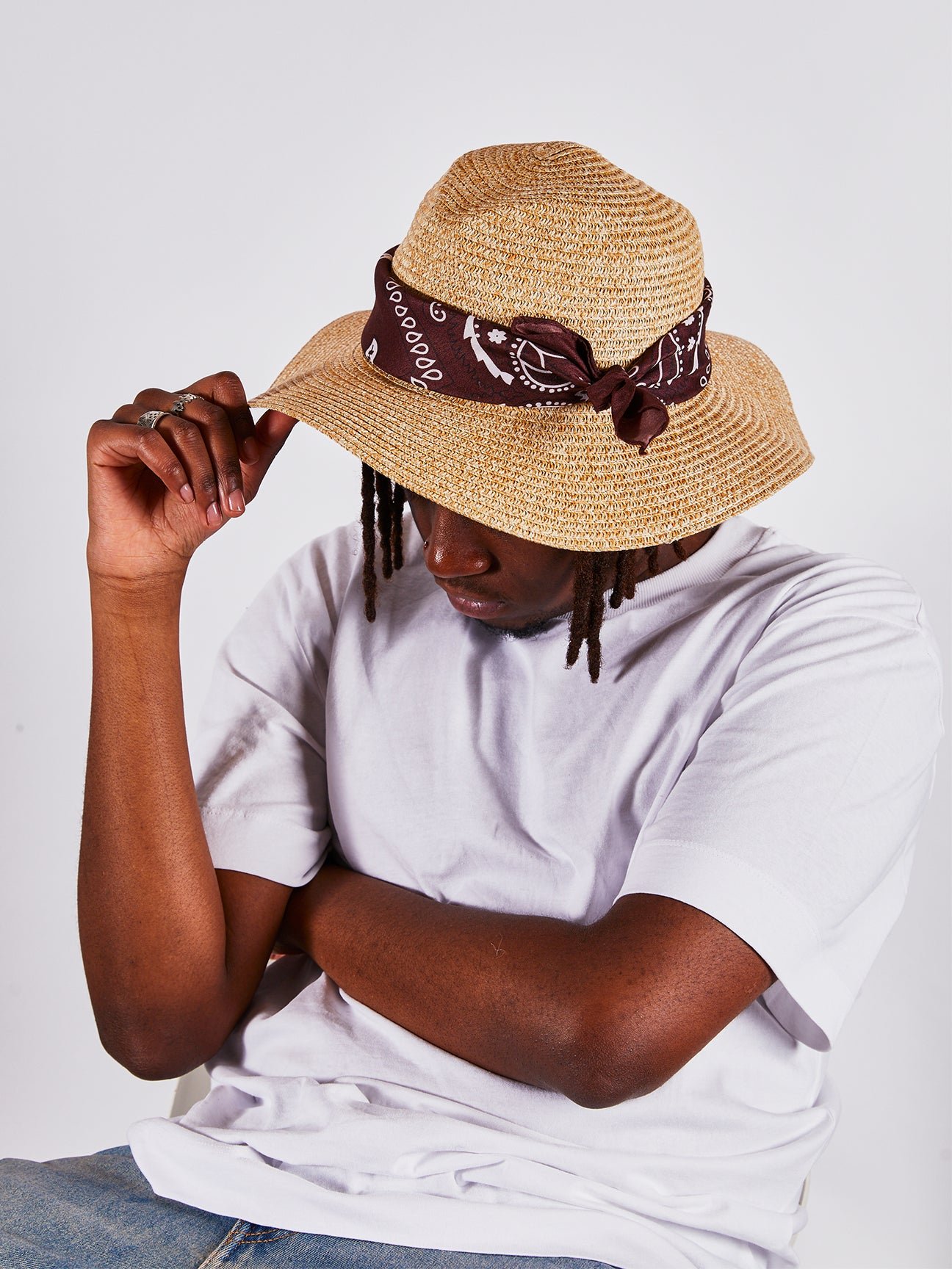 Bandana Fuchsia Raw Edge Straw Fedora