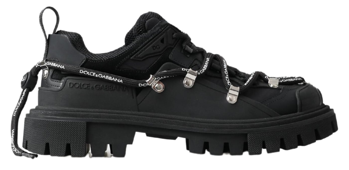 靴 Dolce & Gabbana TREKKING DERBY 43 Dolce & Gabbana Men's Black Trekking Derby Logo Sneakers