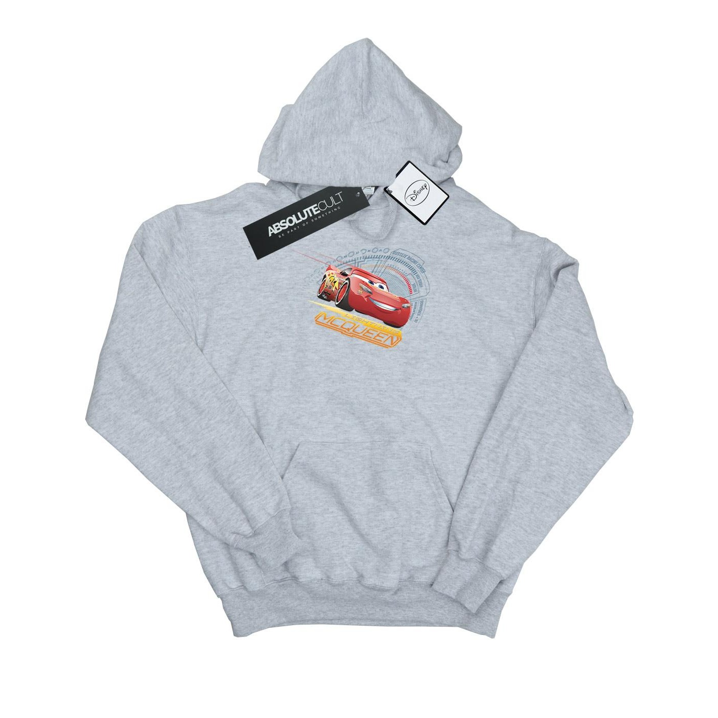 Disney Mens Cars Lightning McQueen Hoodie (Sports Grey)