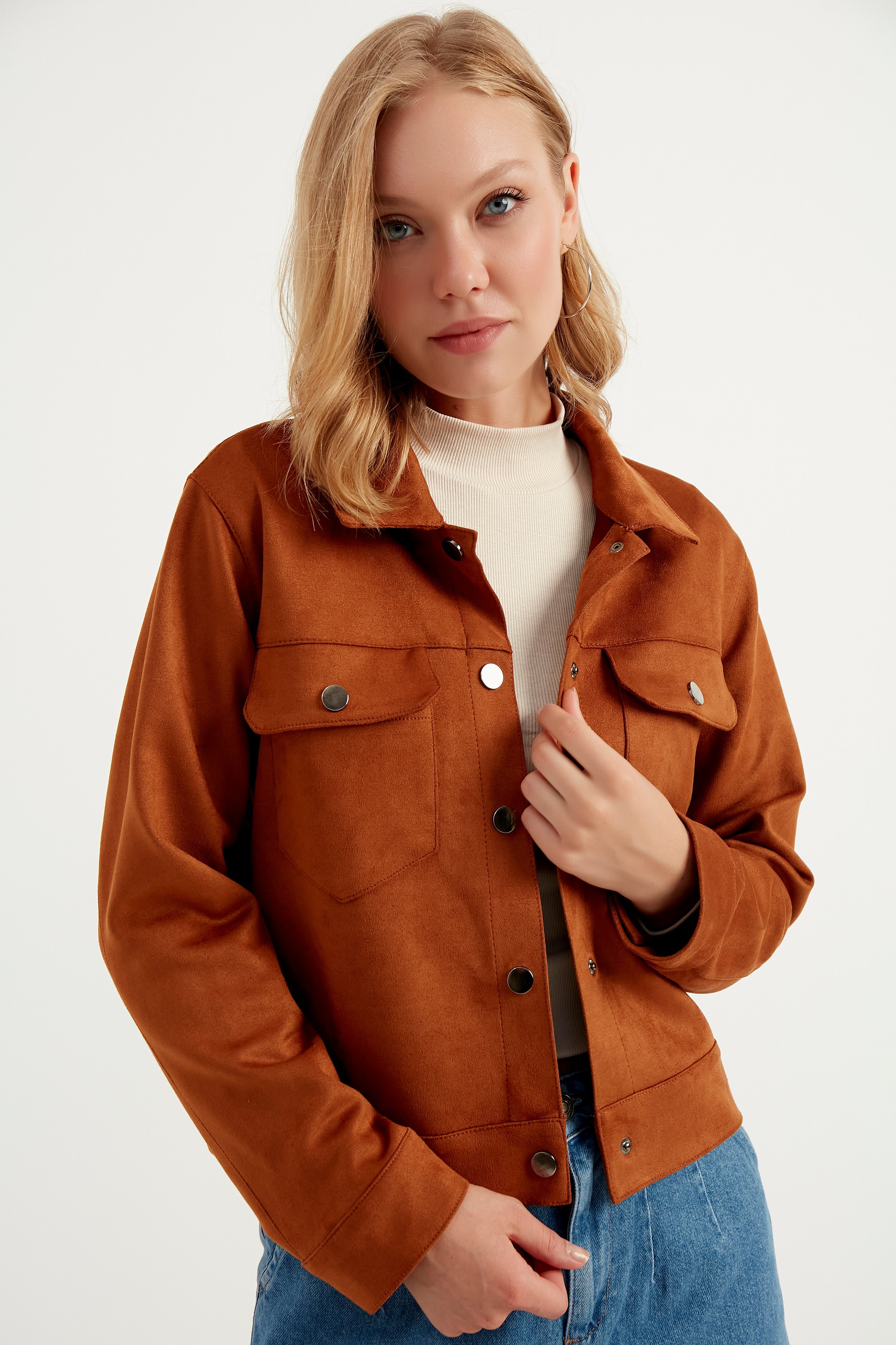 Stylische weiche Freizeitjacke mit Taschen