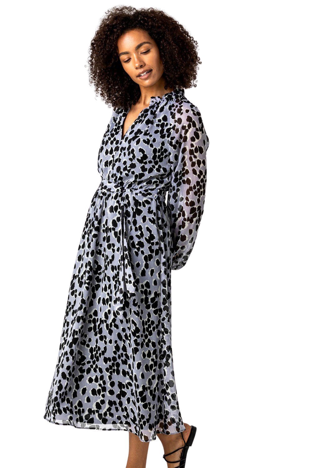 Animal Print Dress with Belt and Cut-out Keyhole pattern