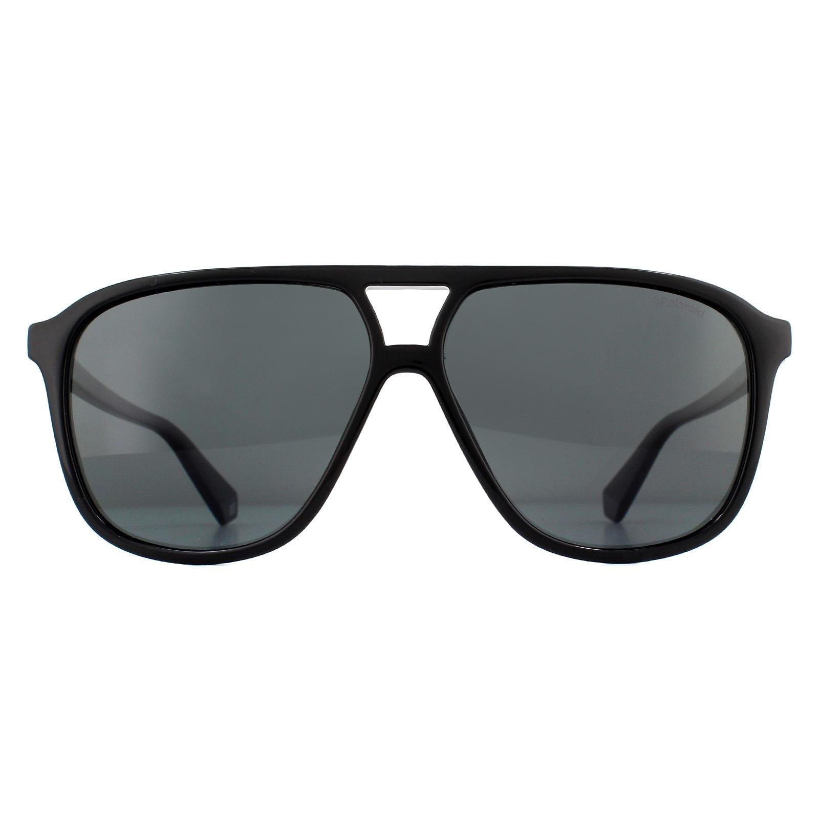 Polaroid Aviator Mens Schwarz Grau Polarisierte Sonnenbrille