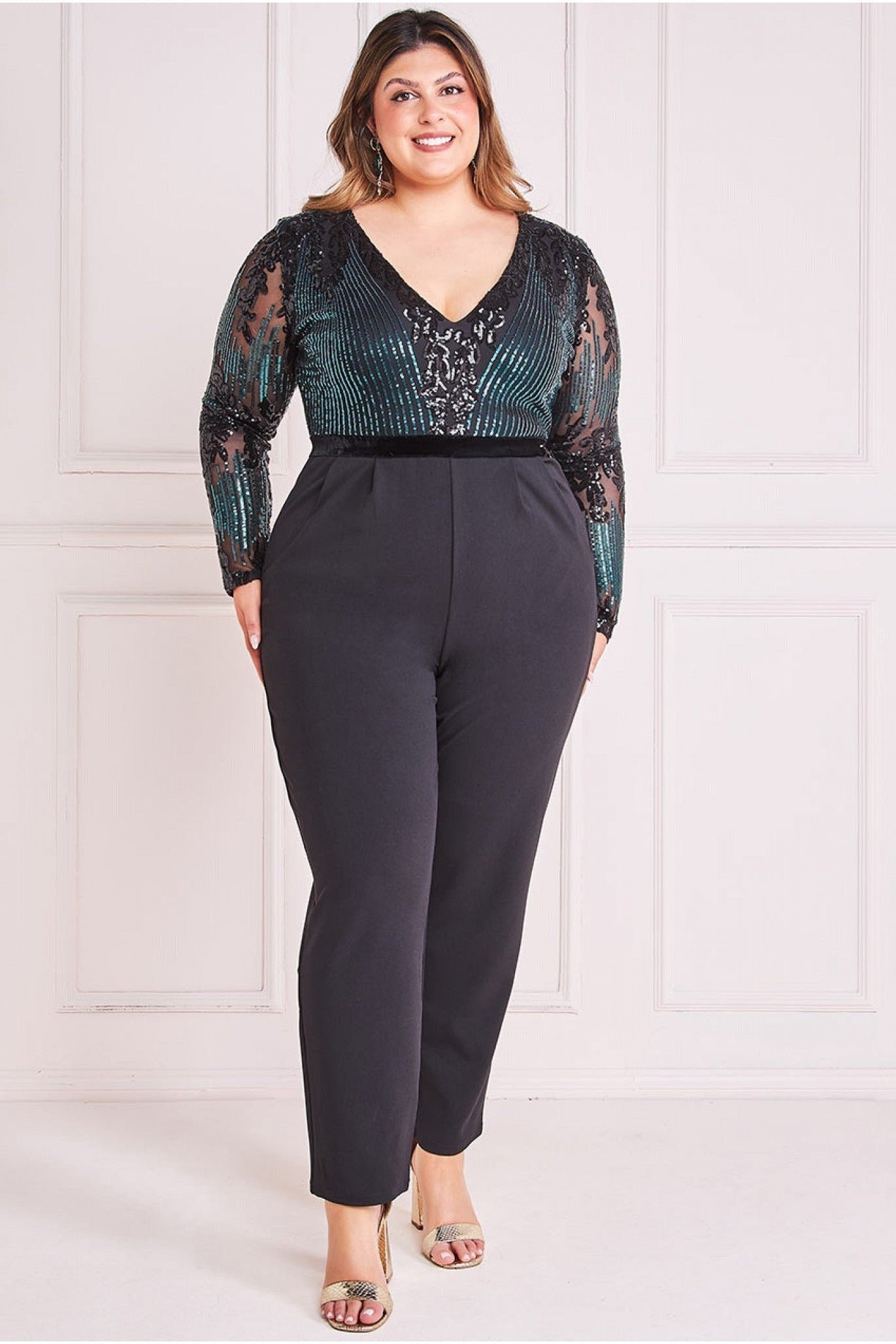 Michael kors sequined mesh jumpsuit top