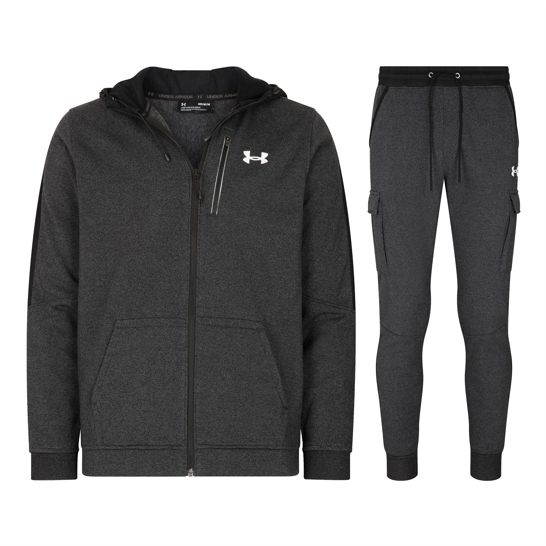 Under Armour Men s Threadborne Full Zip Fleece Tracksuit Set in Black
