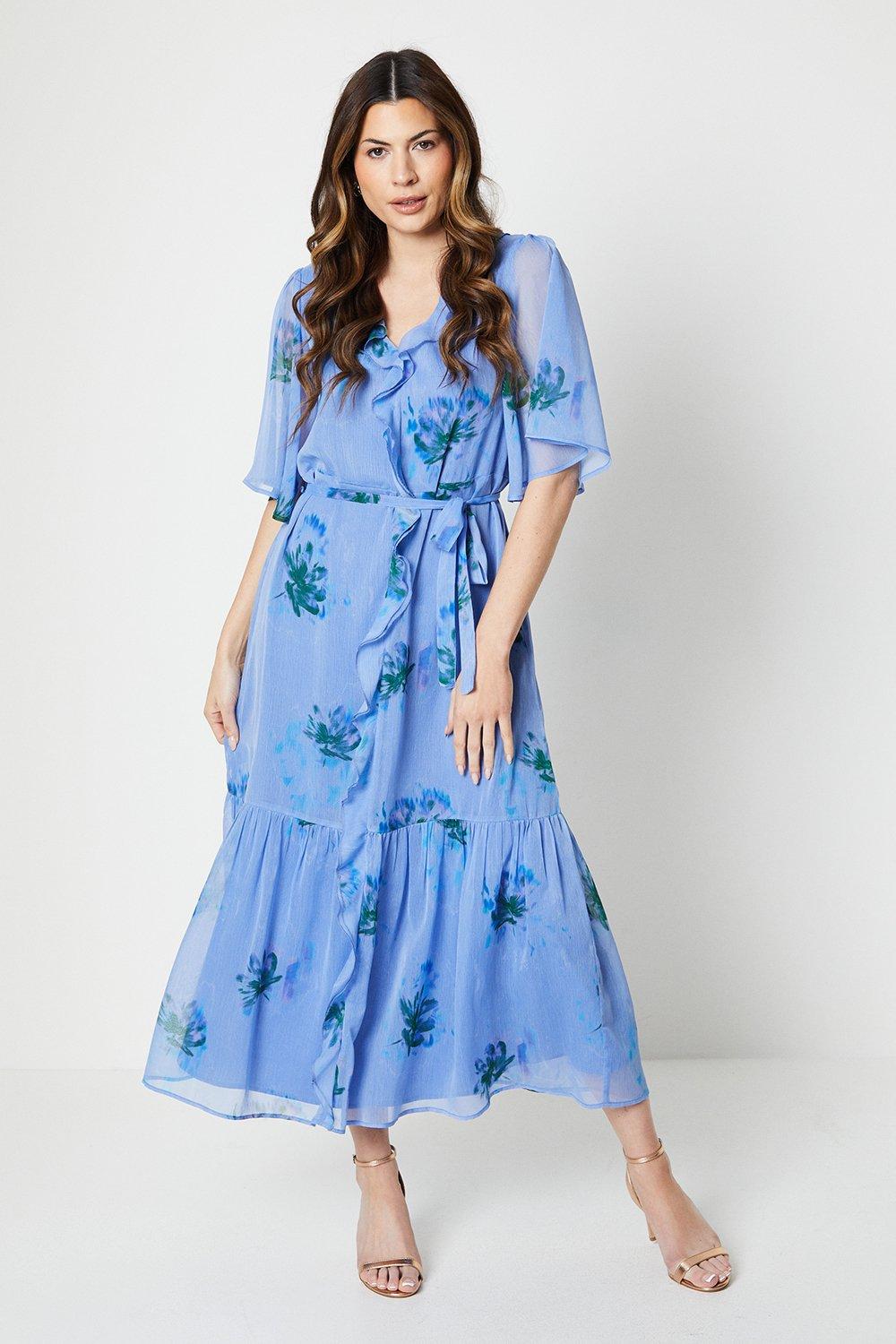 Floral Print Ruffle Hem Maxi Dress