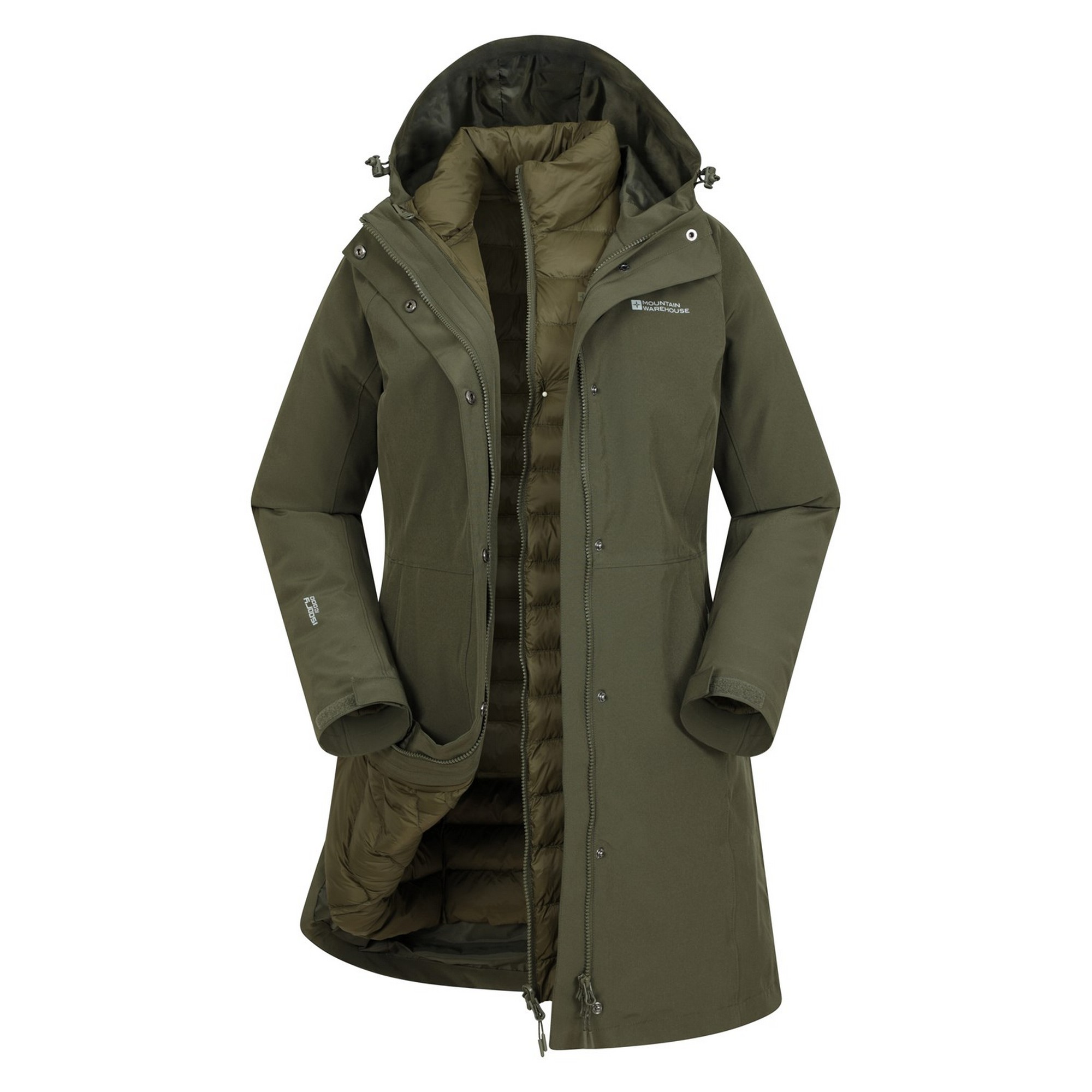 Mountain Warehouse Womens/Ladies Alaskan Long 3 in 1 Jacket (Khaki Green)