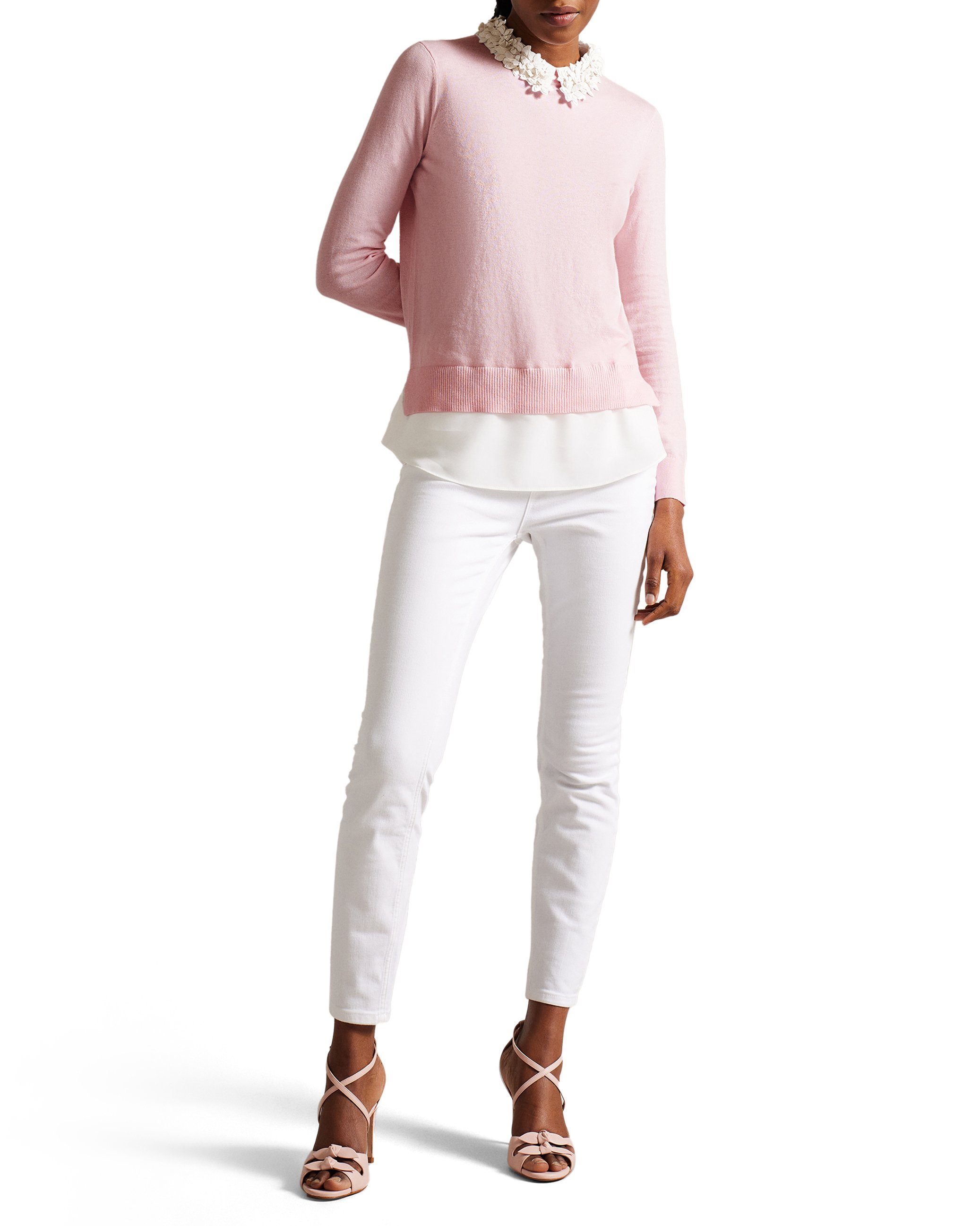 Ted Baker Nansea Floral Collar Mockable Jumper Pink