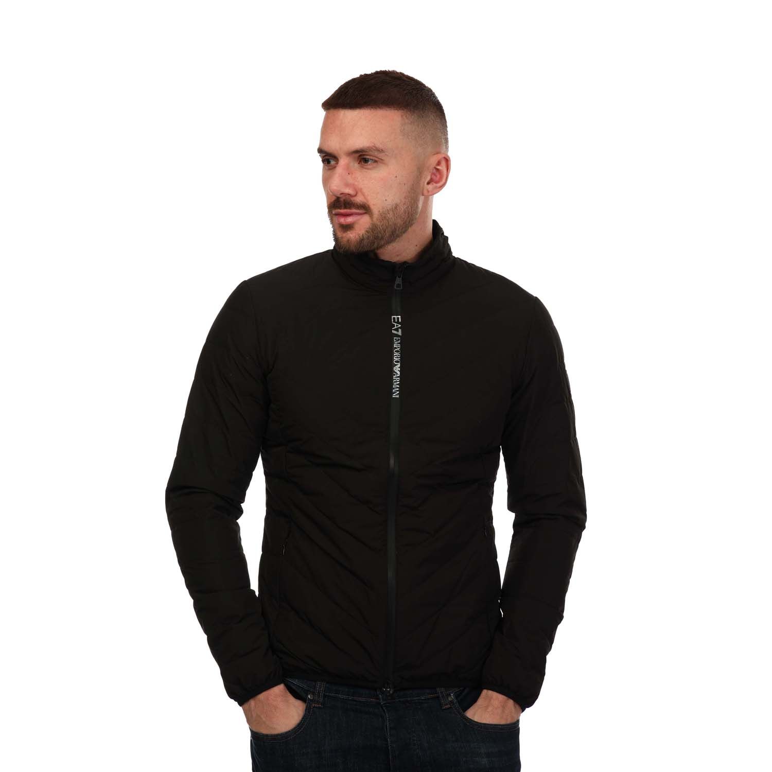 Men s Emporio Armani EA7 Logo Patch Quilted Jacket in Black