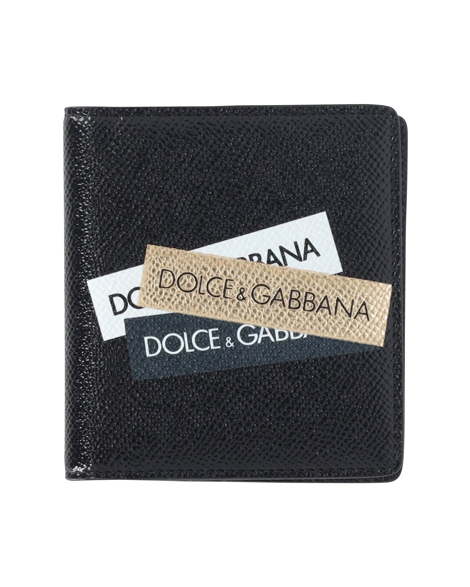 Dolce & Gabbana Black Calfskin Leather Logo Print Bifold CoinPurse Wallet main image 1