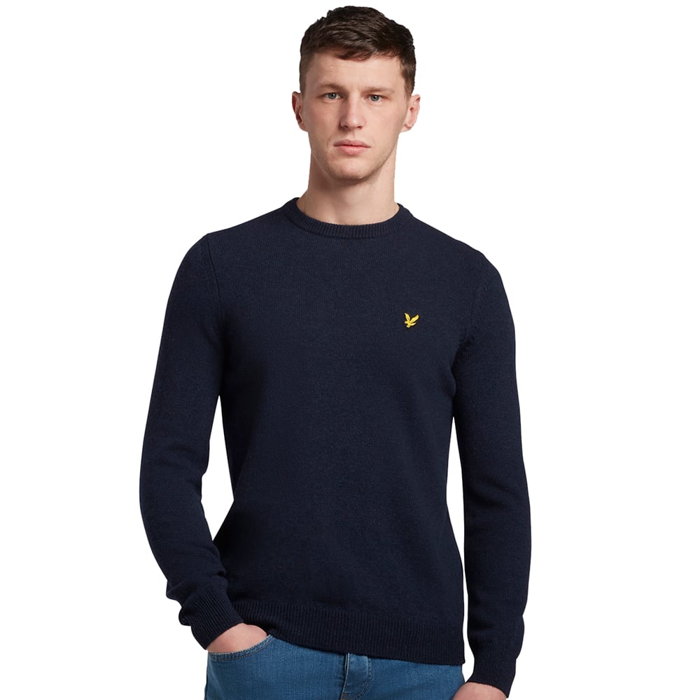 Lyle & Scott Crew Neck Lambswool Dark Green Blend Jumper main image 0