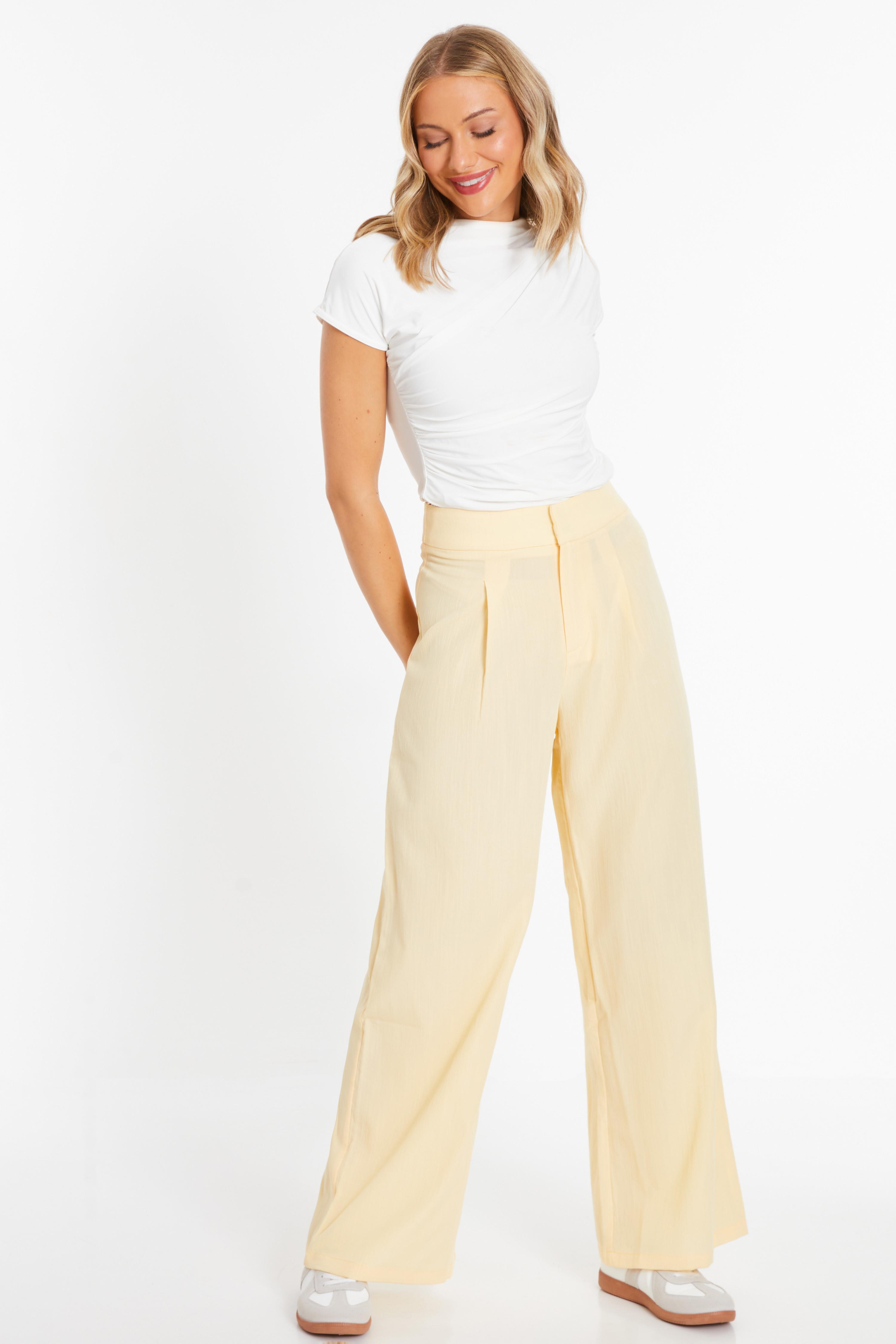 Designer Yellow Linen Cotton Embroidered Palazo Pants Free Size P702 main image 1