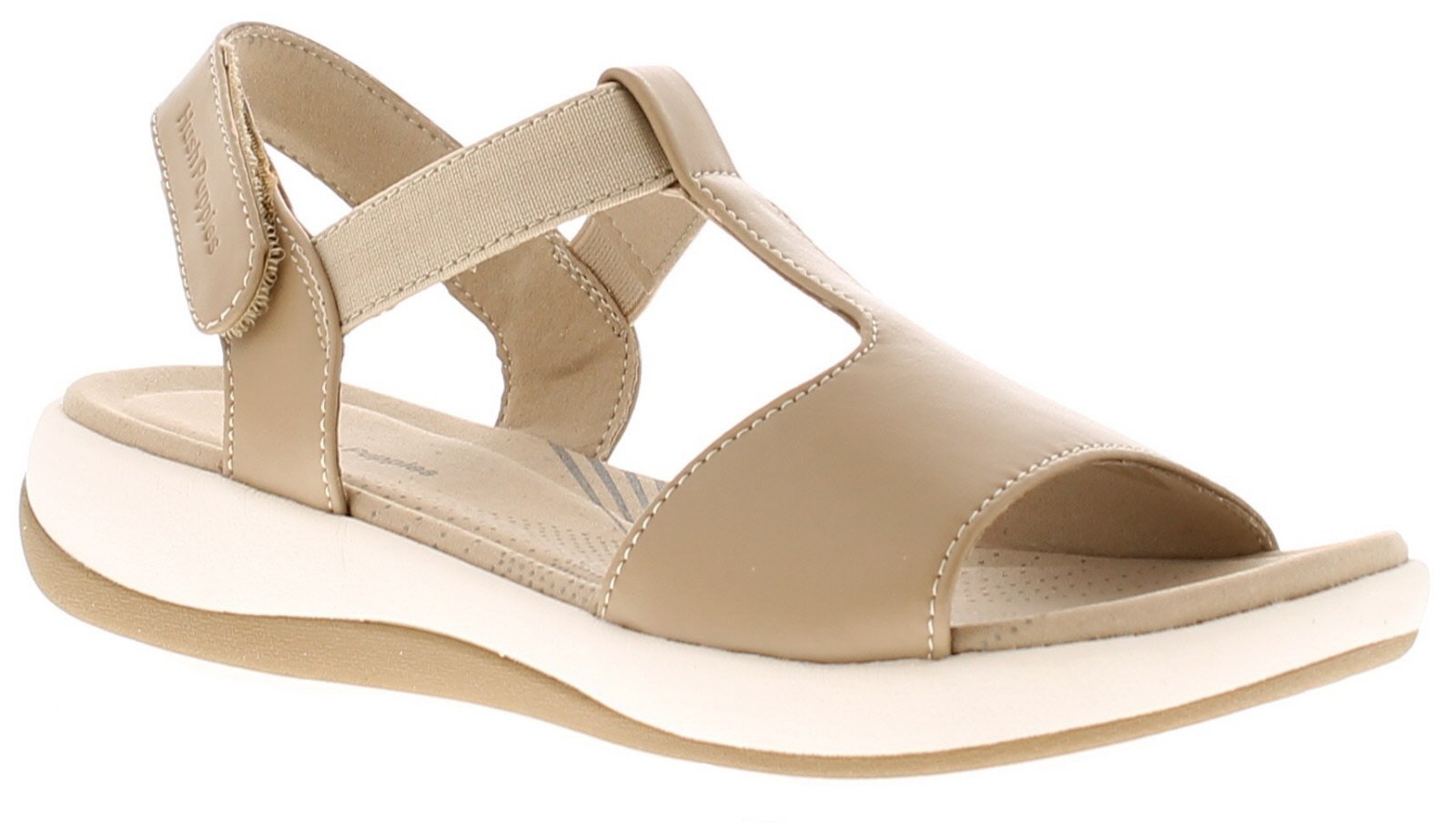Hush puppies sylvie dames leren en elastische wedge sandalen taupe
