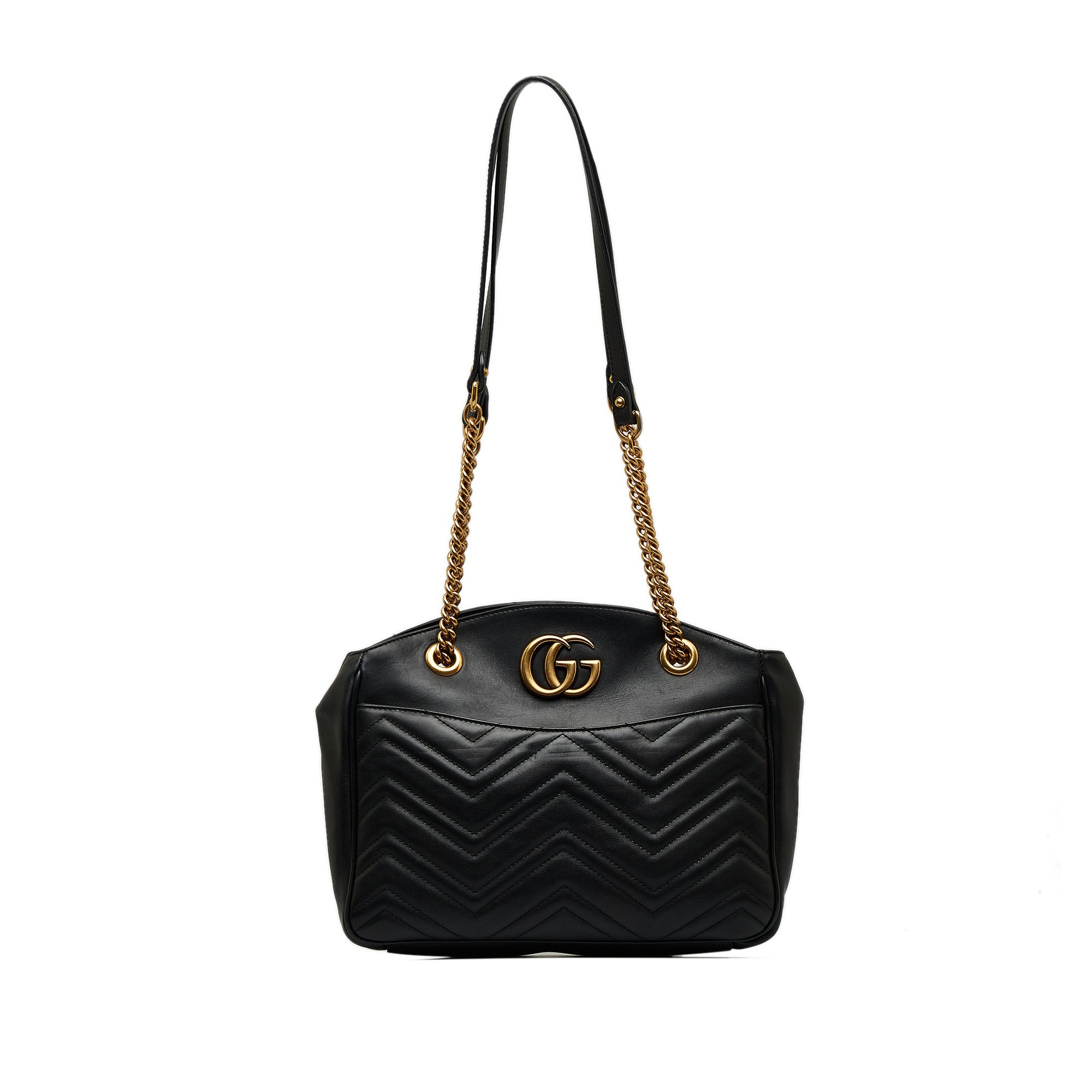 Vintage Gucci GG Marmont Matelasse Leather Shoulder Bag Black
