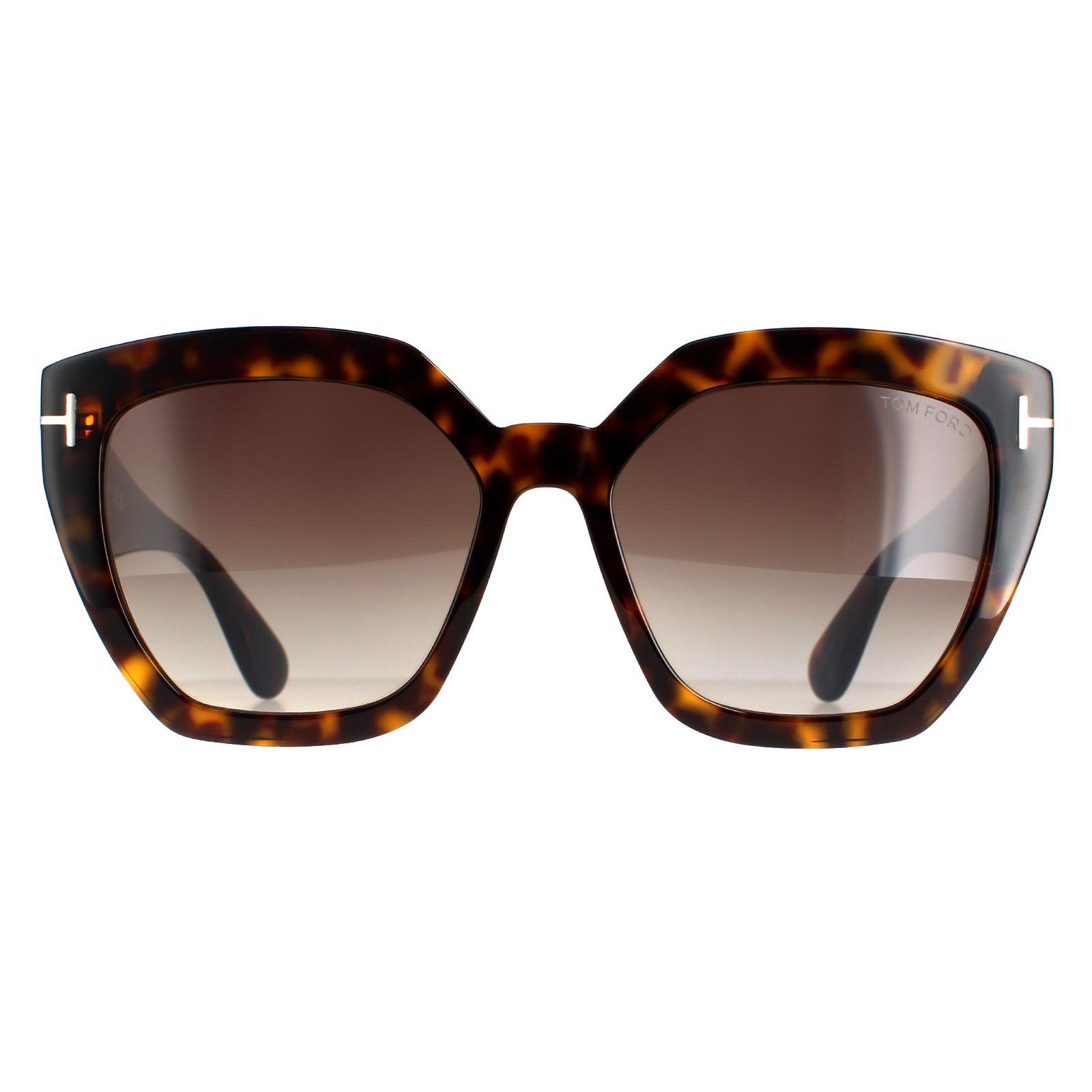Tom Ford Cat Eye Womens Dark Havana Gradient Roviex Brown FT0939 Phoebe Sunglasses