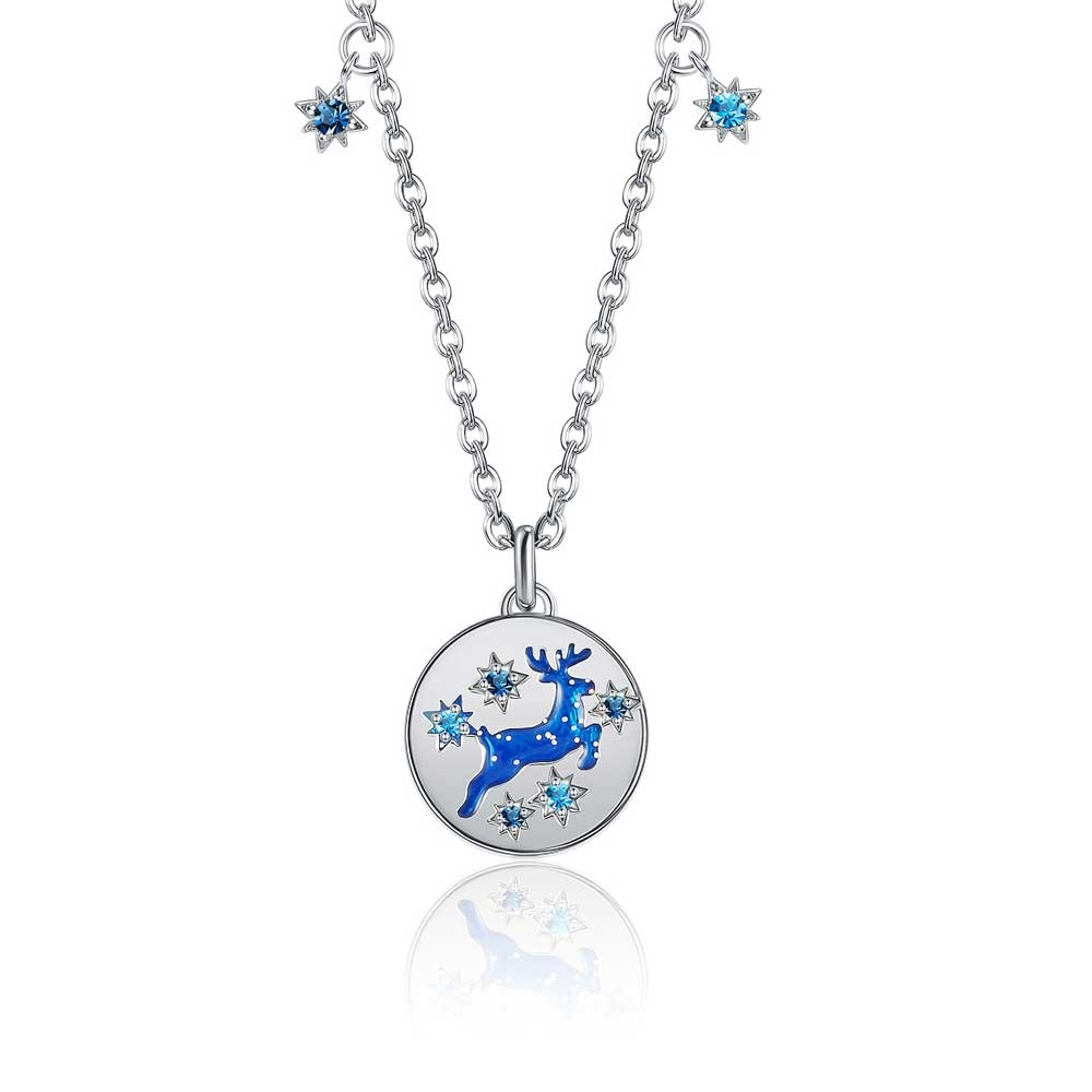 Swarovski Blue Swarovski Crystal Christmas Reindeer Necklace