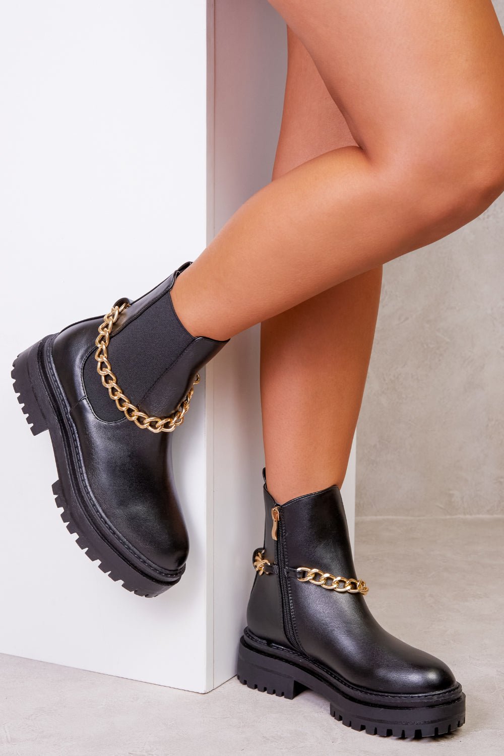 Ankle boots with chain detail sale