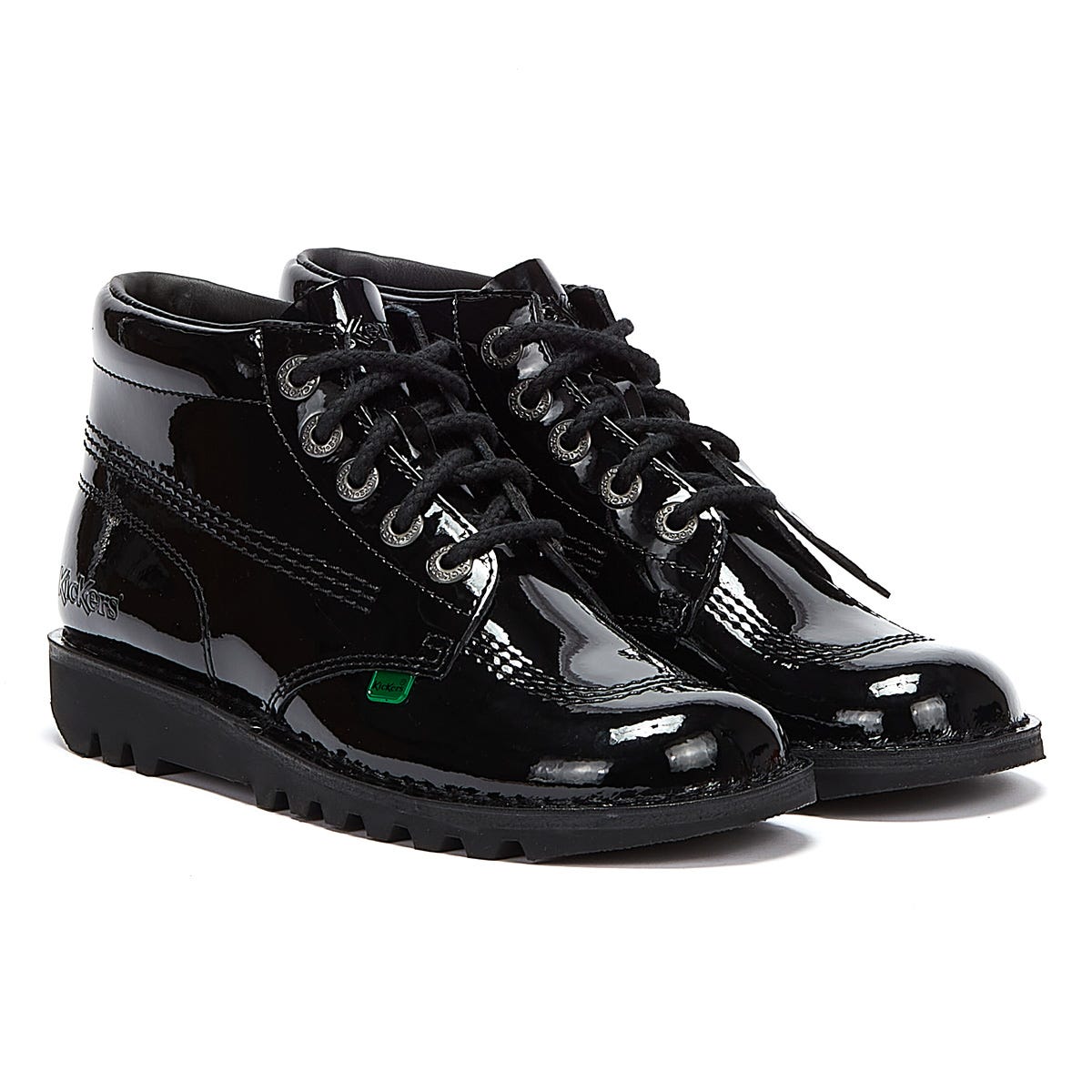 Kickers black sales patent boots