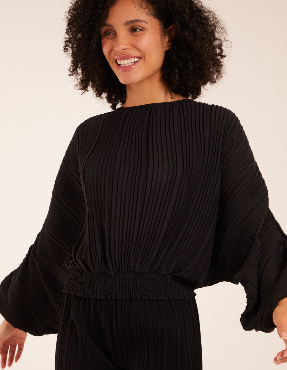 Suede Like Pleats Pleated Tops main image 1