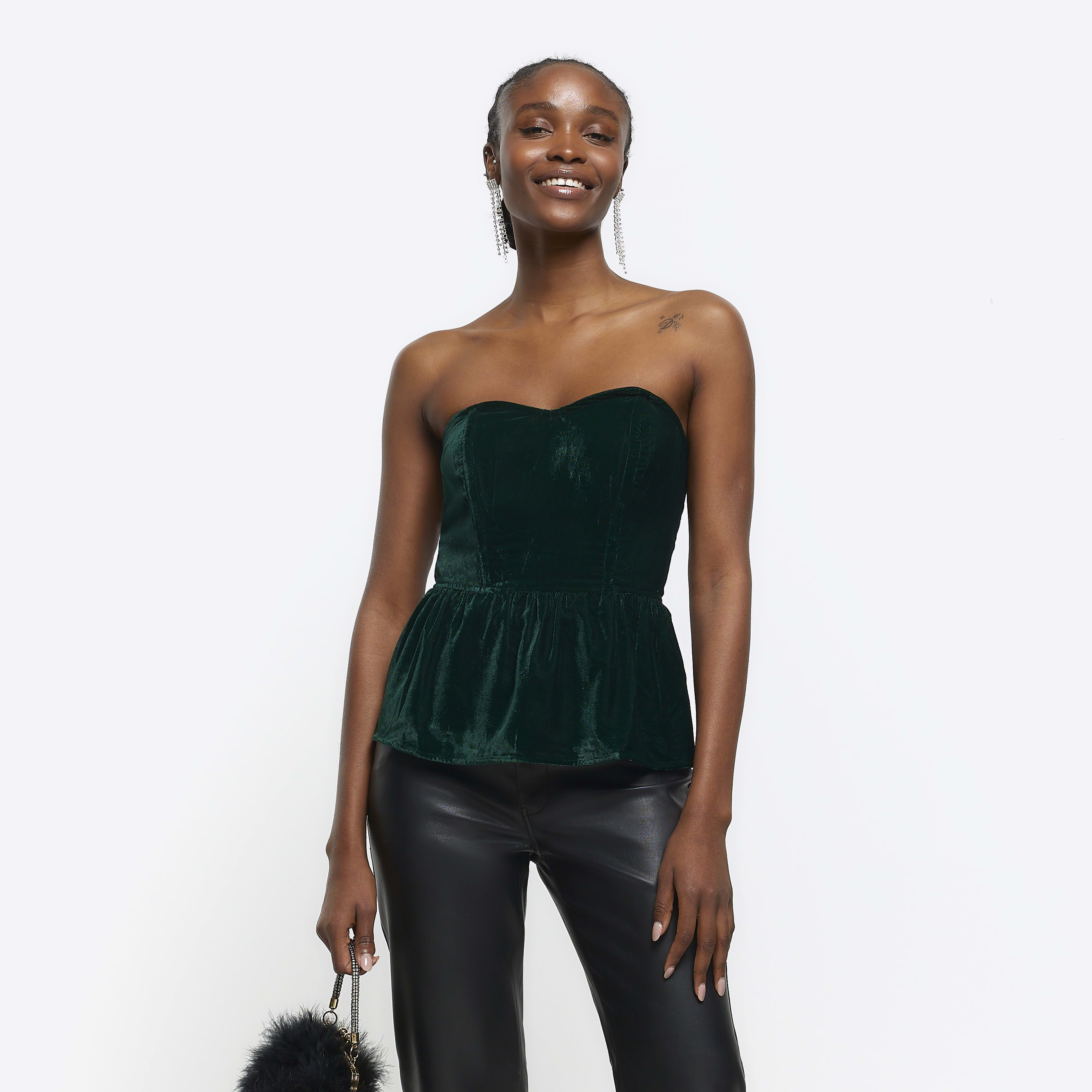 Velvet peplum top new arrivals