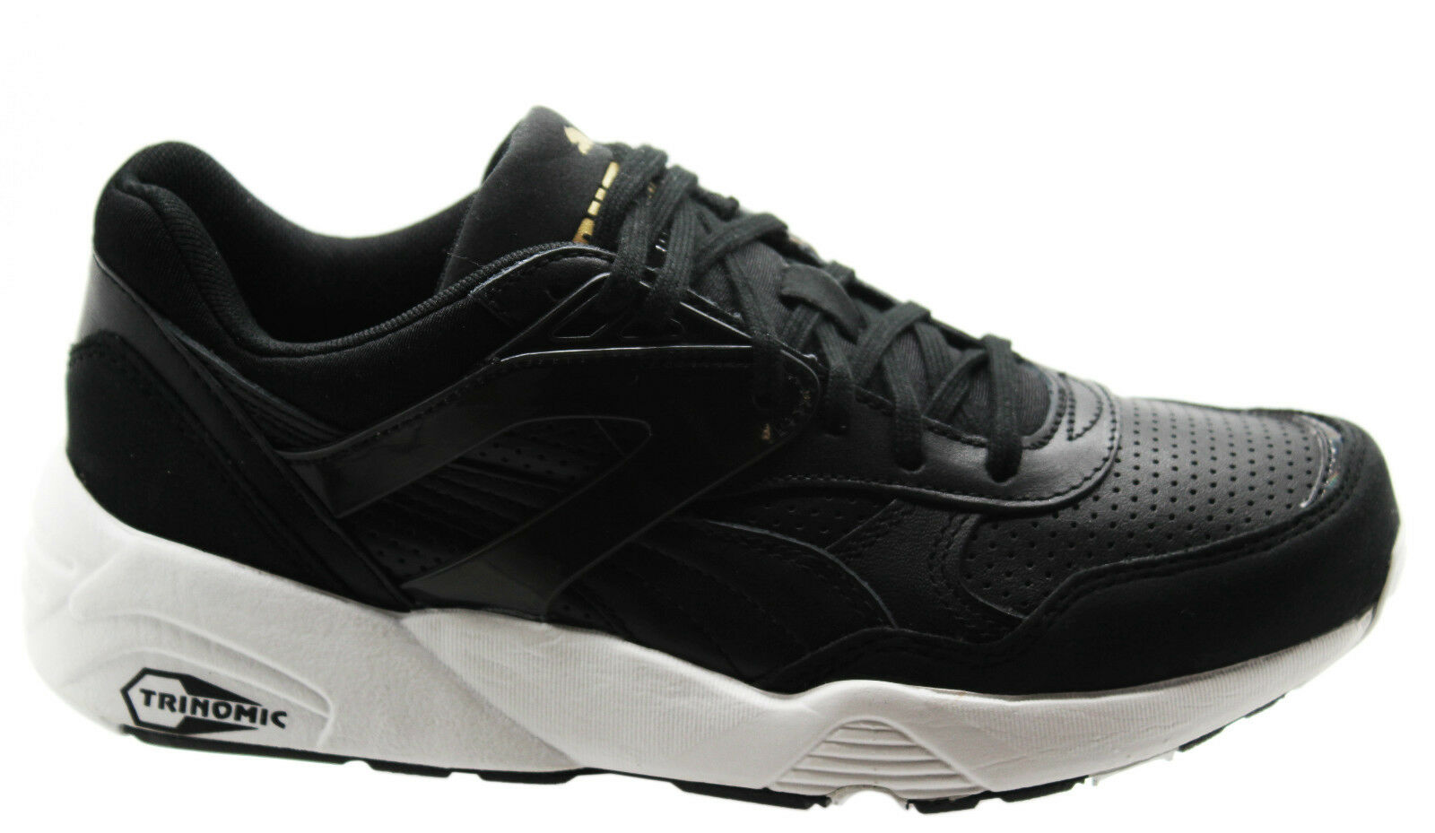 Puma Trinomic R698 Core Leather Men Trainers Running Shoes Black