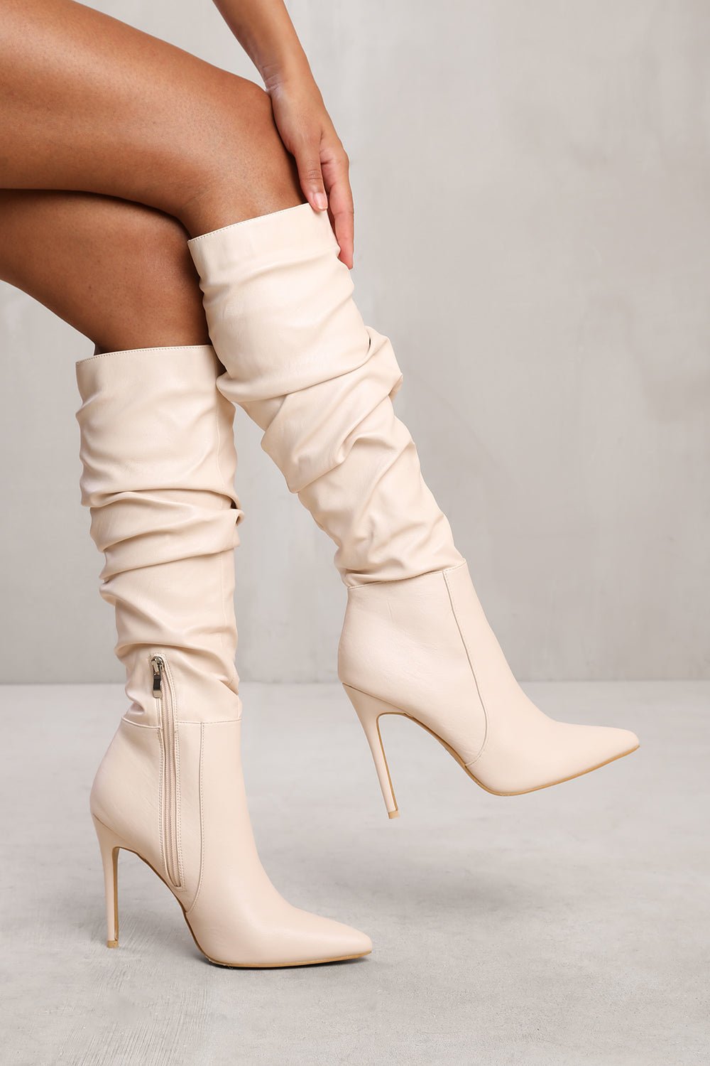 Thigh high boots cream deals