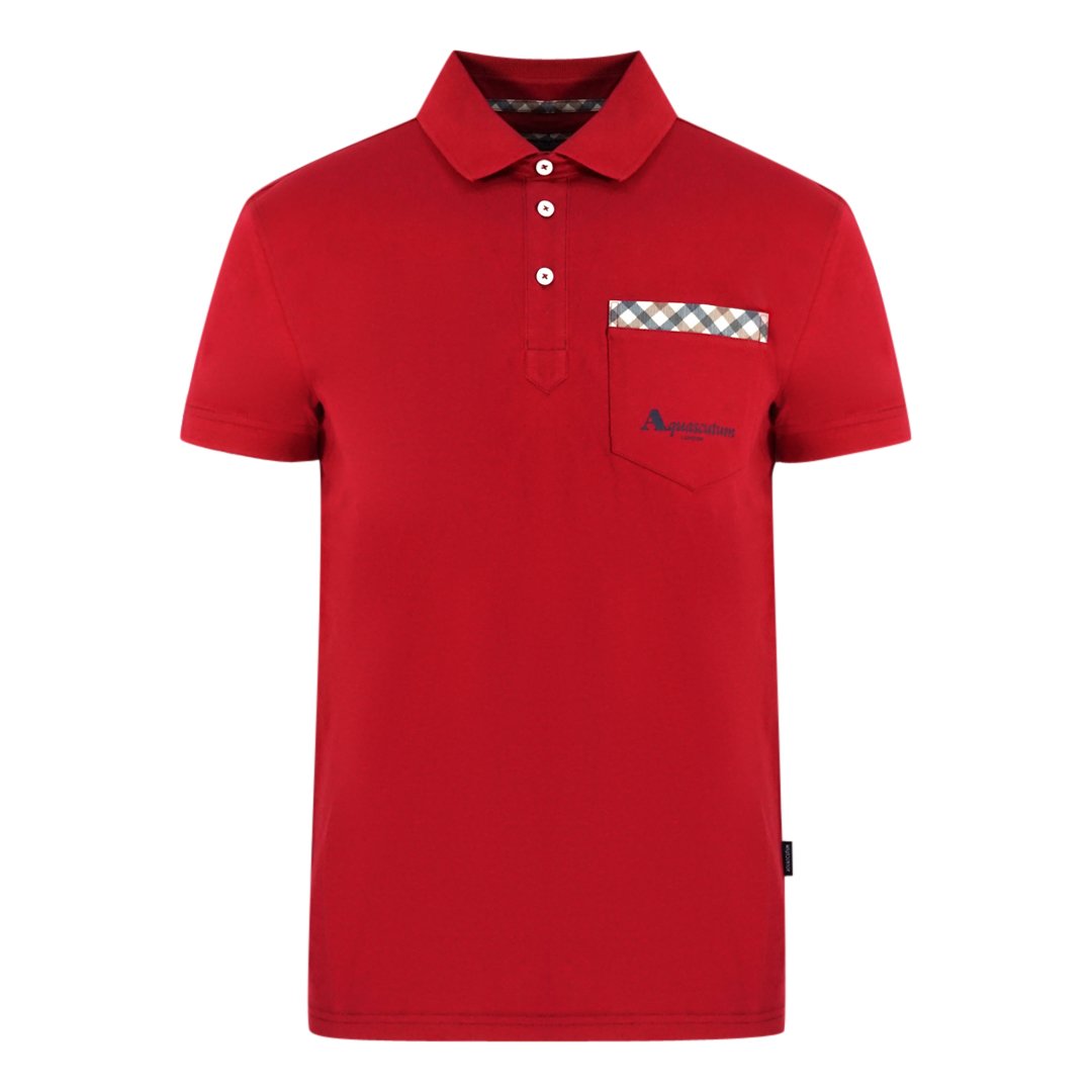 Aquascutum Signature Logo Red Polo Shirt