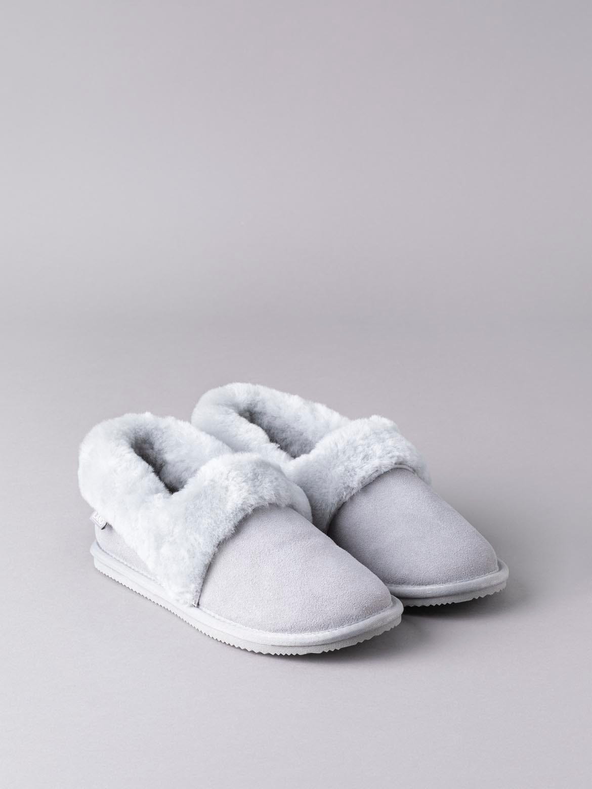 CC 26s Flat Slippers White Fabric Sheepskin 649491
