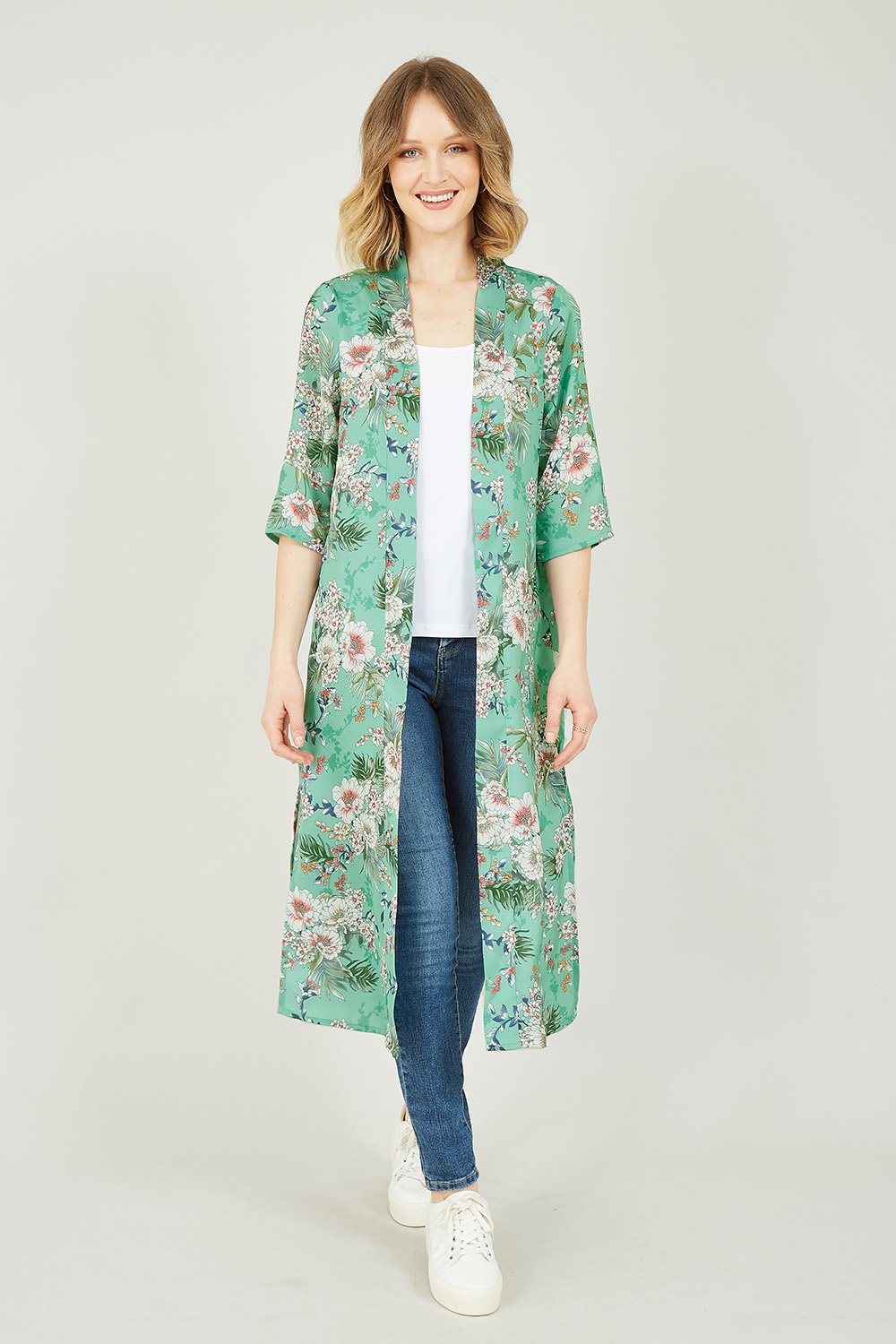 Kimono - Navy and Green Tropical