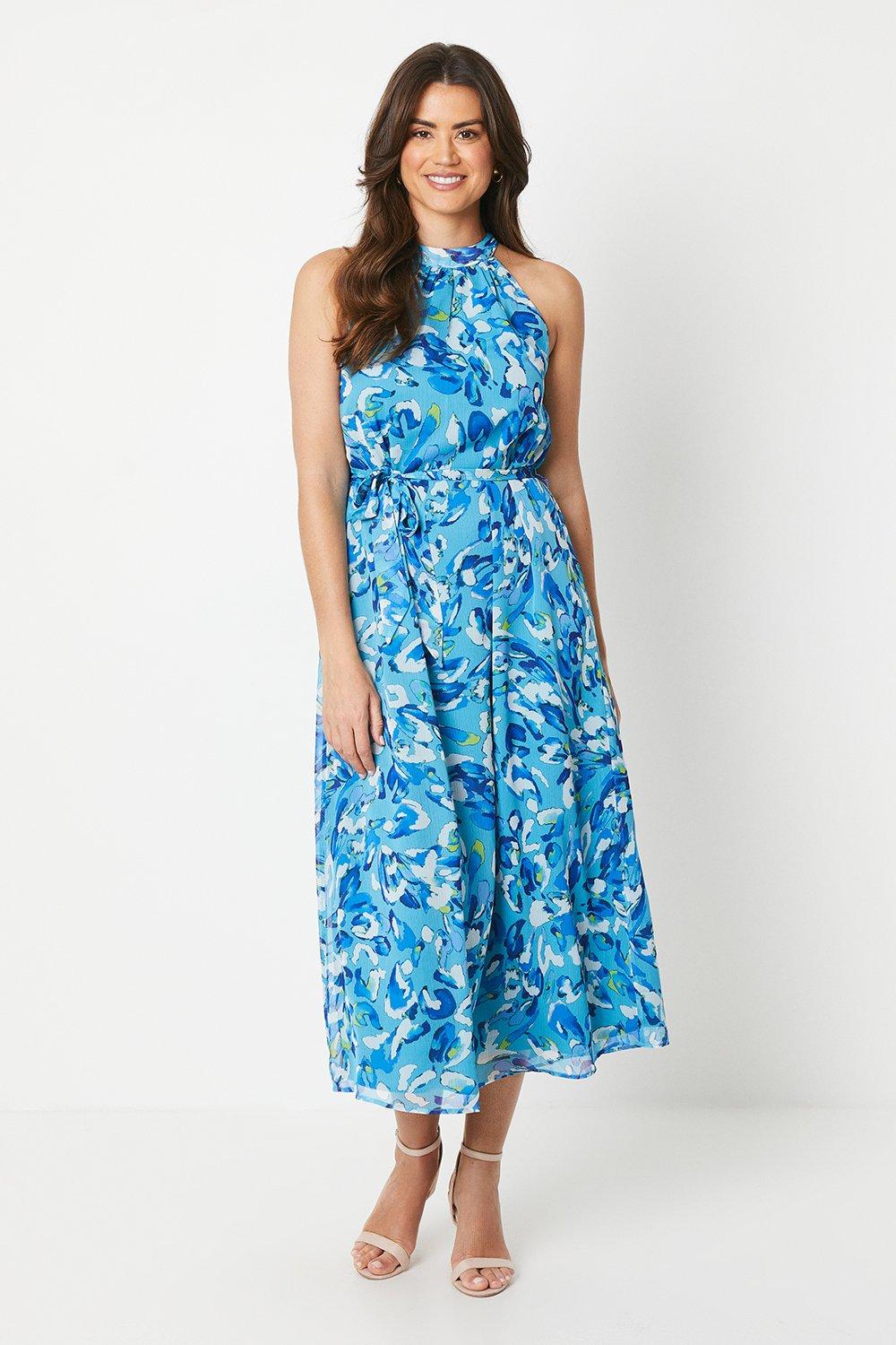 Abstract Midi Dress - Aqua Multi main image 1