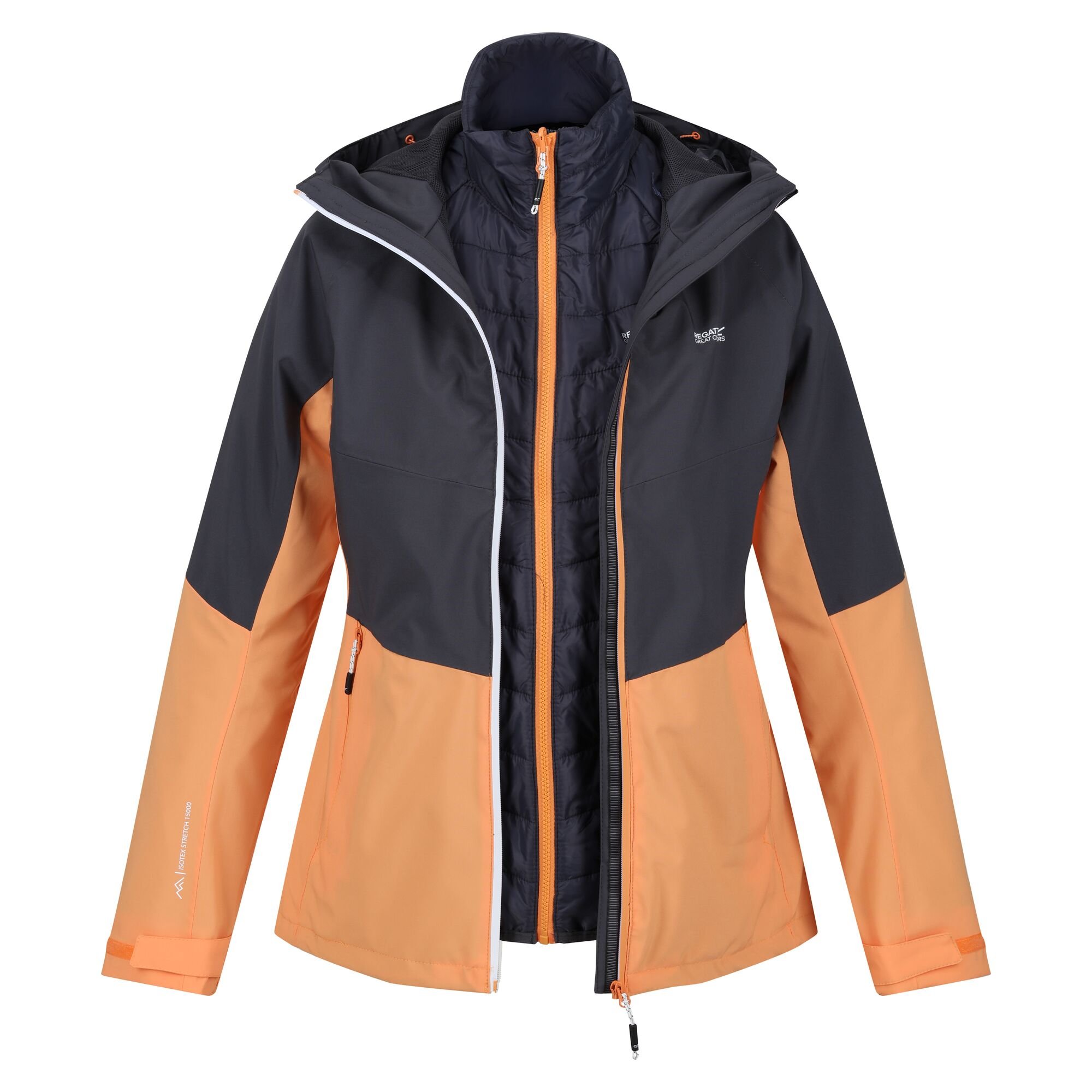 Regatta Womens/Ladies Wentwood VIII 2 in 1 Jacket (Apricot Crush/Seal Grey)