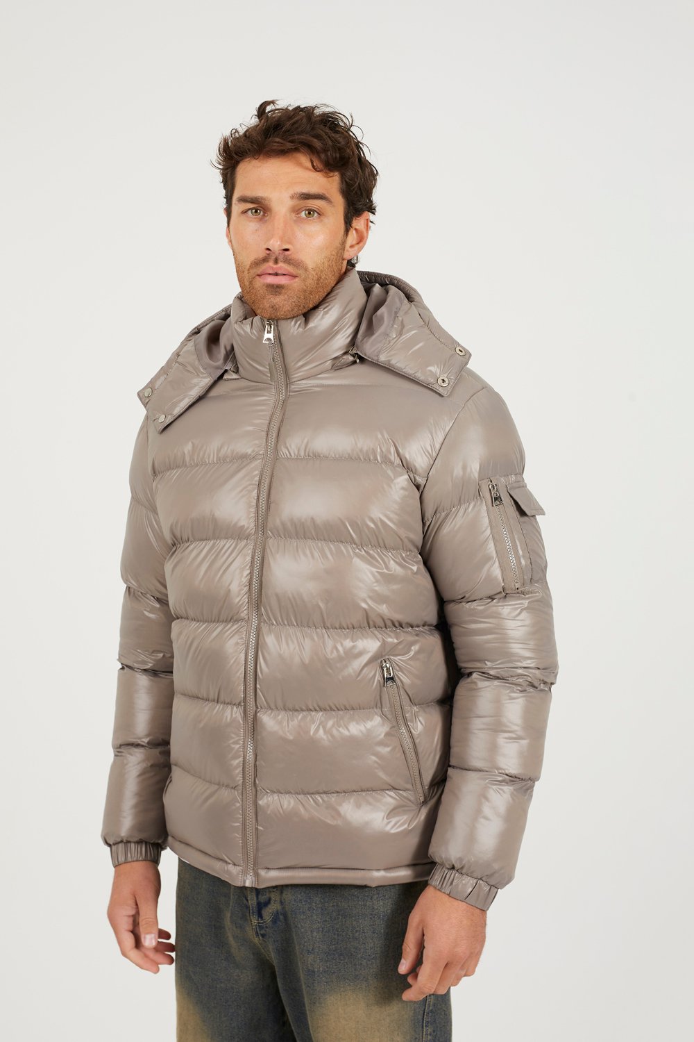 Taupe Maxi Puffer Jacket